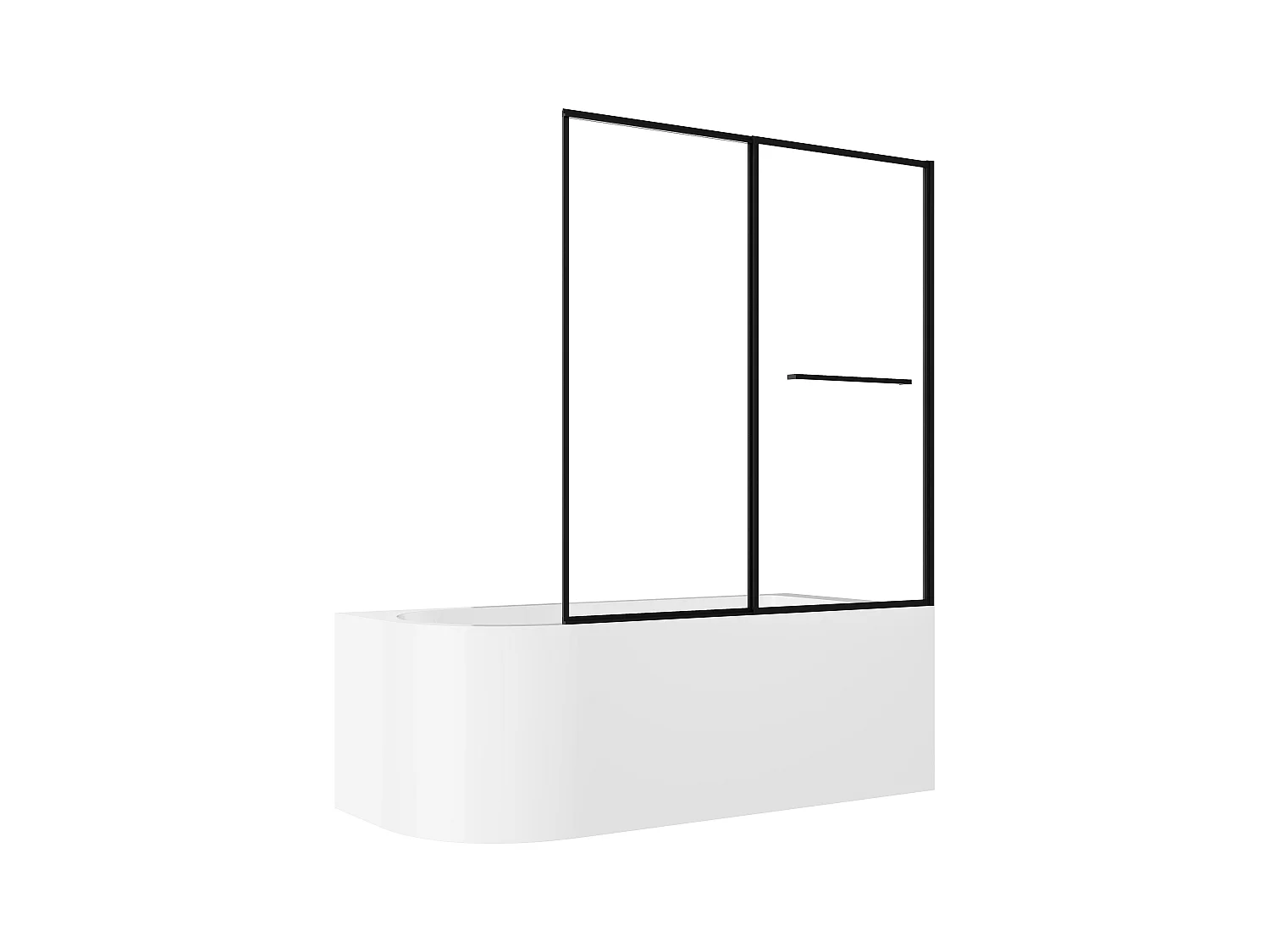 Duschbadewanne mit schiebbarer Duschtrennwand - Weiß - 240 L - Ecke rechts - ANIKA