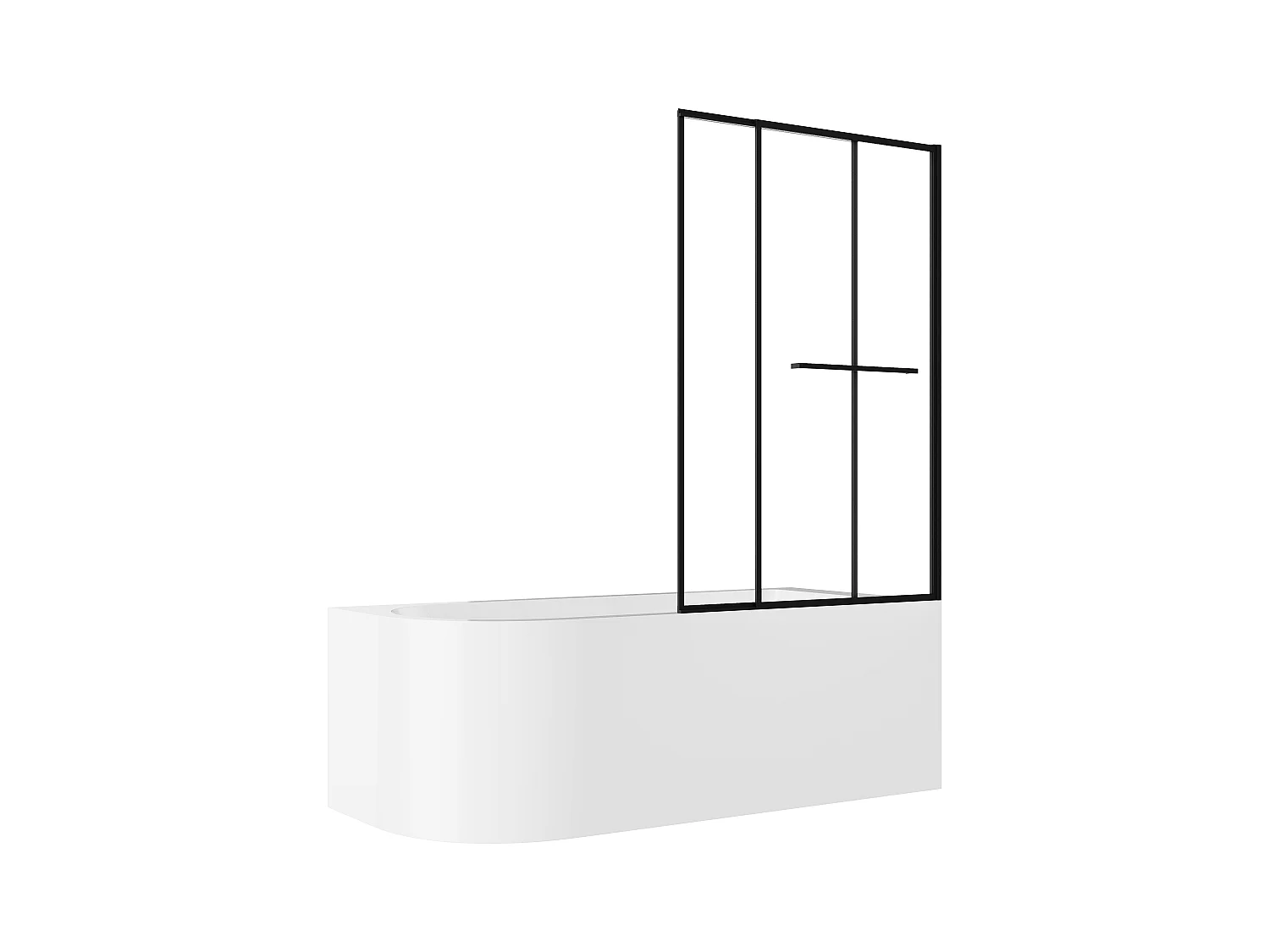 Duschbadewanne mit schiebbarer Duschtrennwand - Weiß - 240 L - Ecke rechts - ANIKA