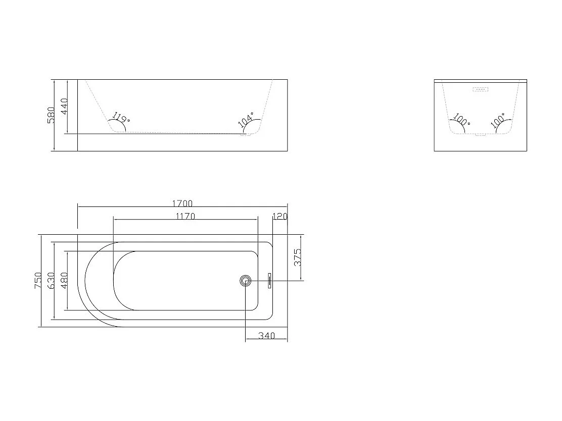 Duschbadewanne mit schiebbarer Duschtrennwand - Weiß - 240 L - Ecke rechts - ANIKA
