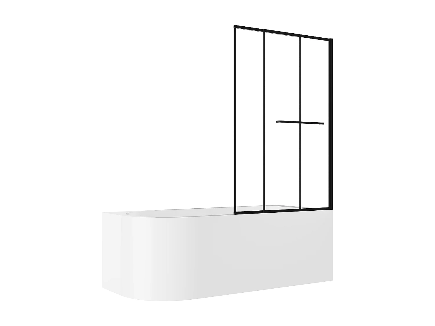 Baignoire douche blanche avec pare baignoire coulissant - 240 L - Angle droit - ANIKA