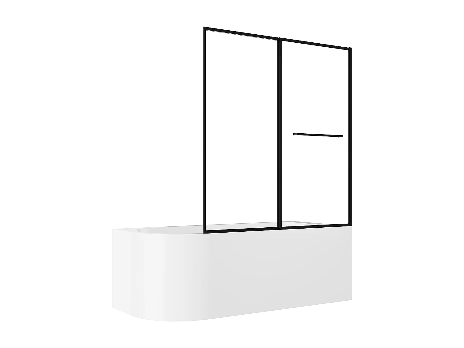 Baignoire douche blanche avec pare baignoire coulissant - 240 L - Angle droit - ANIKA