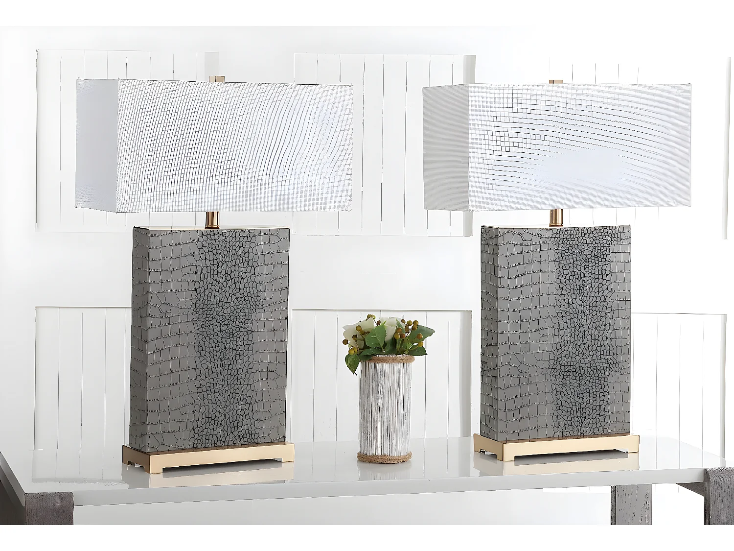 Lot de 2 Lampe de table Gris 20 X 46 X 70.48 cm - Domenica