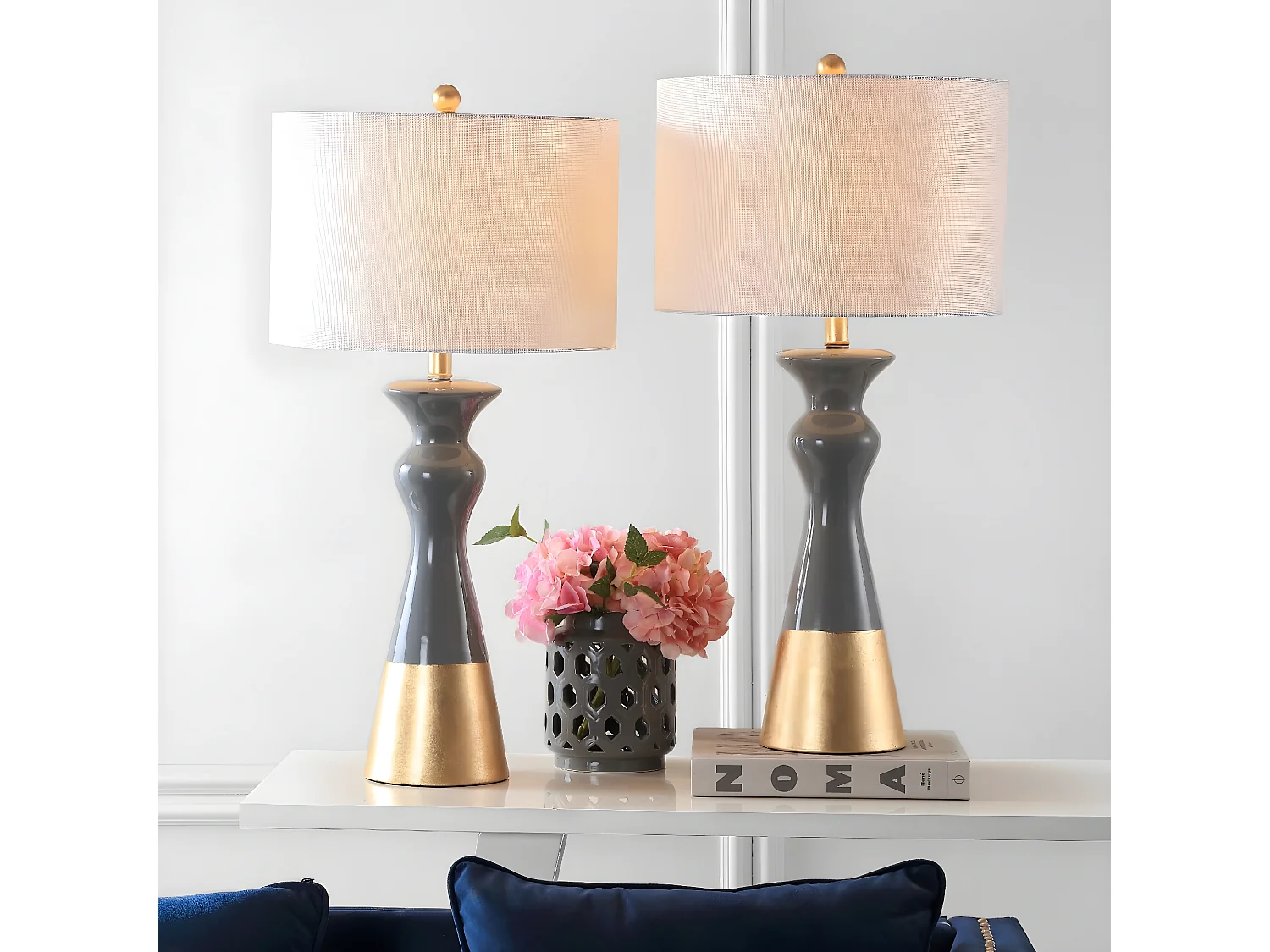 Lot de 2 Lampe de table Gris et or 38 X 38 X 77.47 cm - Madelene