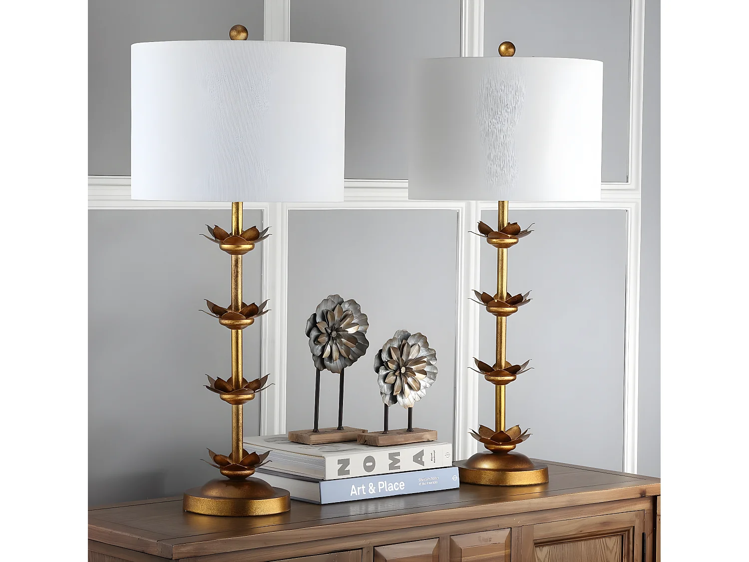 Lot de 2 Lampes de table Or/Blanc 35 x 35 x 80 cm - Lani