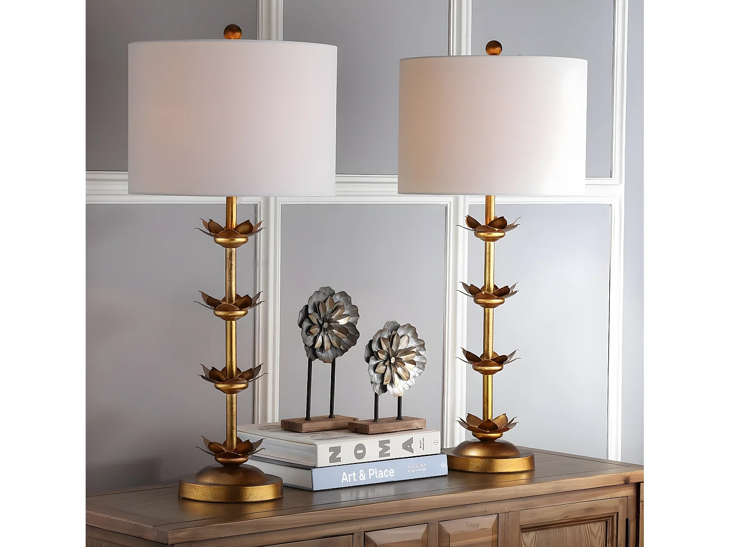 Lot de 2 Lampes de table Or/Blanc 35 x 35 x 80 cm - Lani