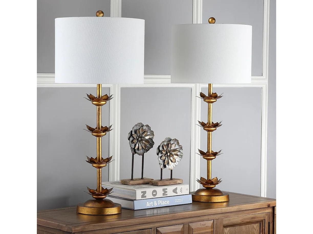 Lot de 2 Lampes de table Or/Blanc 35 x 35 x 80 cm - Lani