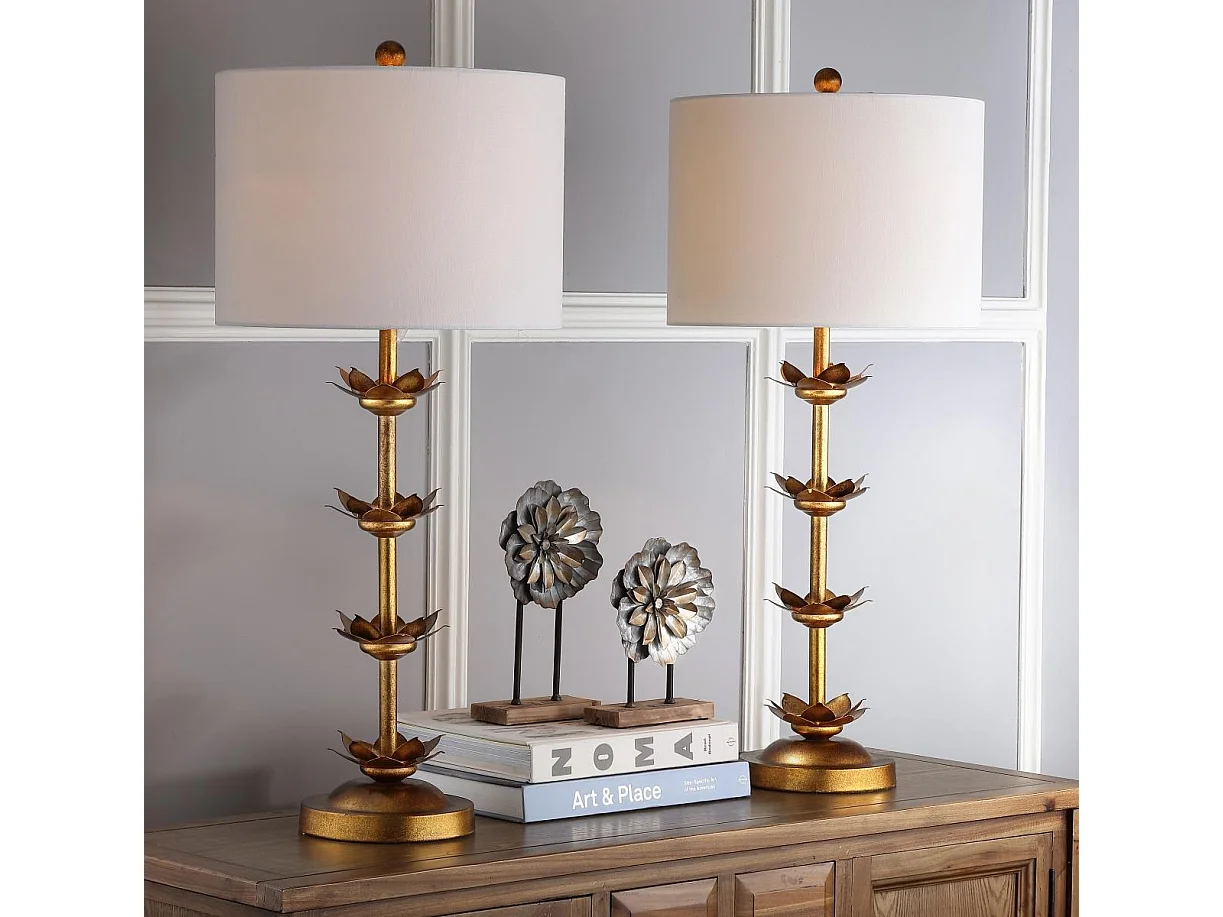 Lot de 2 Lampes de table Or/Blanc 35 x 35 x 80 cm - Lani