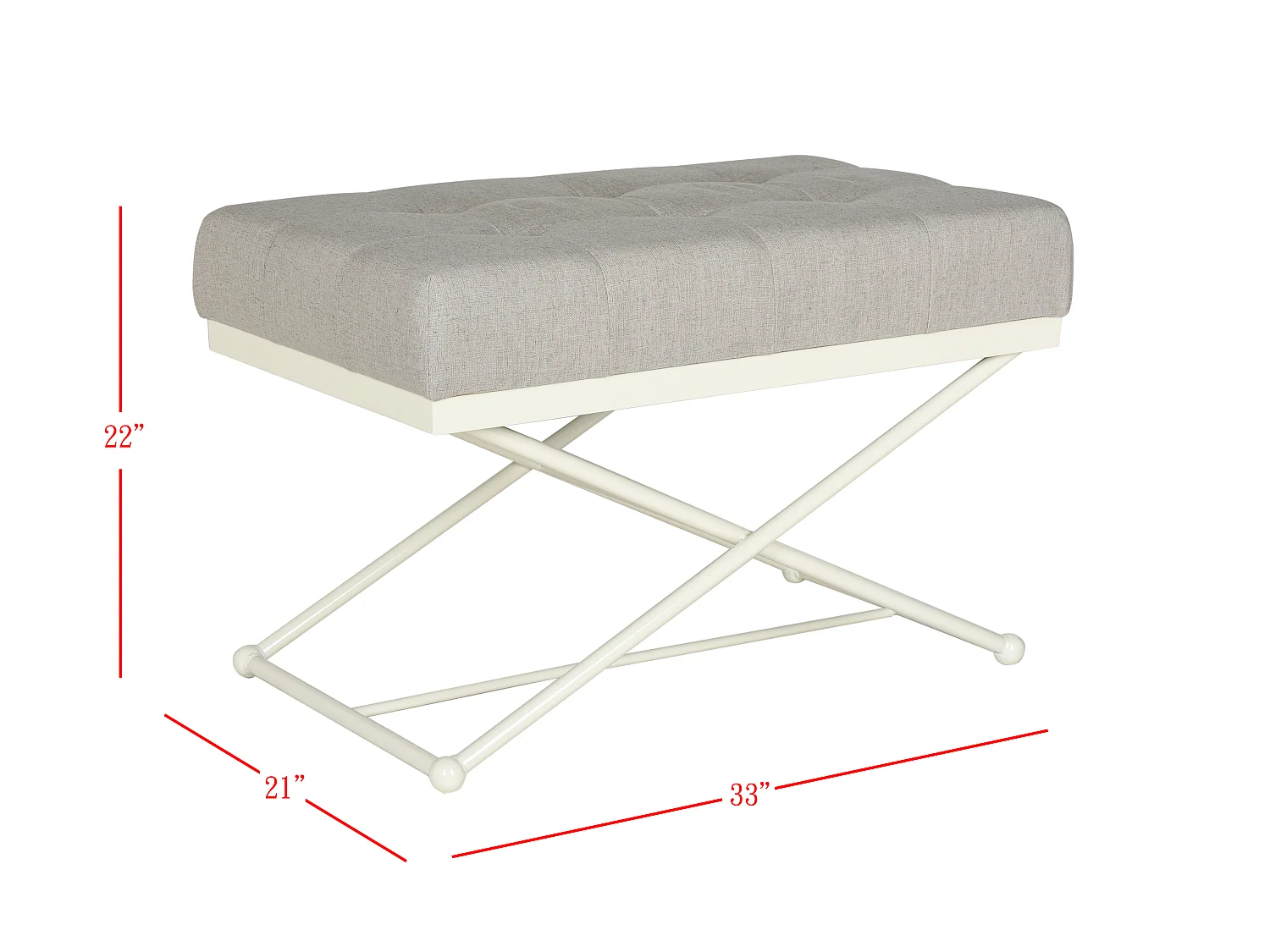 Banc & Ottomane Gris clair et crème 83 X 53 X 55.88 cm - Signe