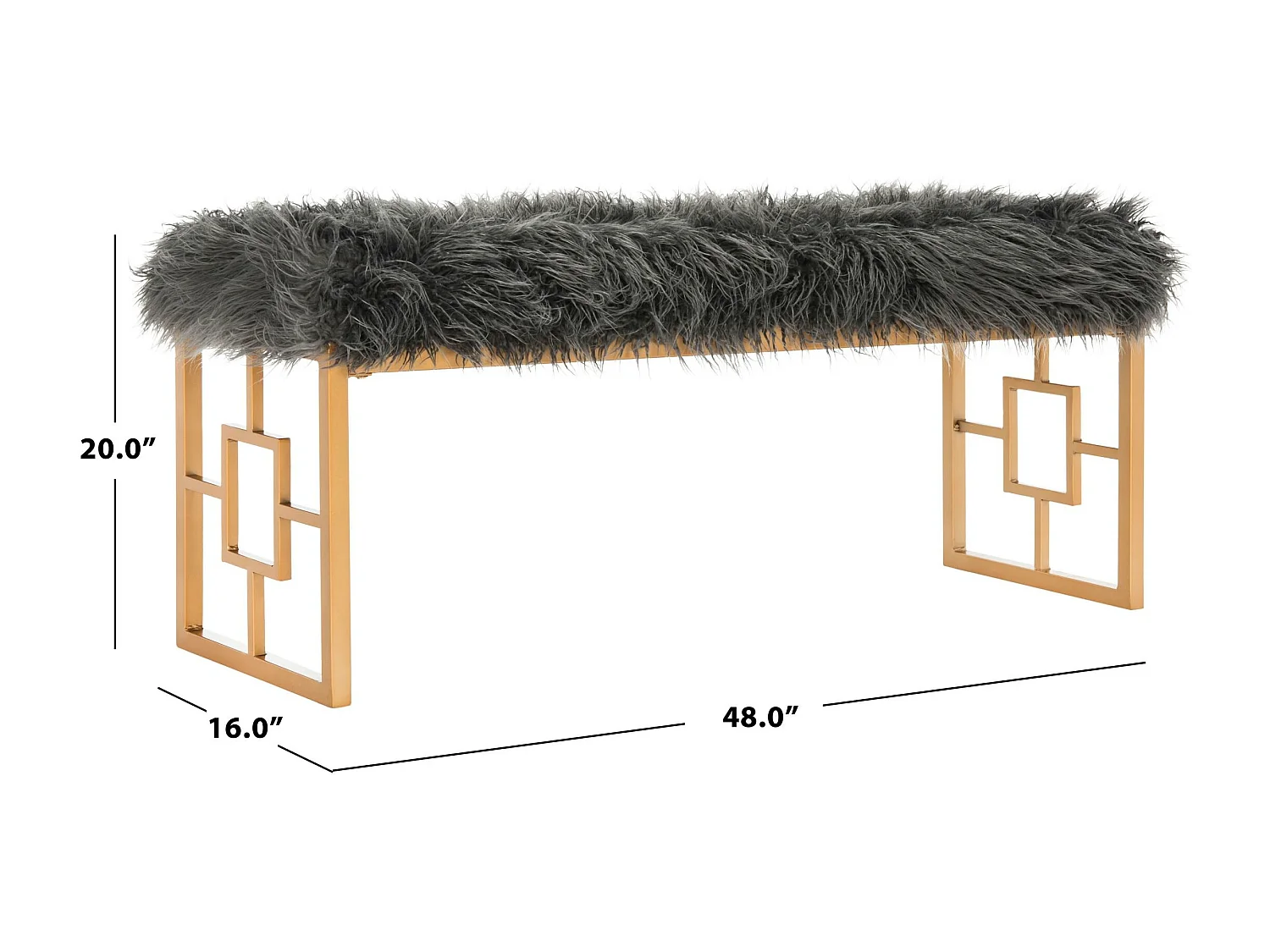 Banc & Ottomane Gris 41 X 122 X 50.8 cm - Arlene