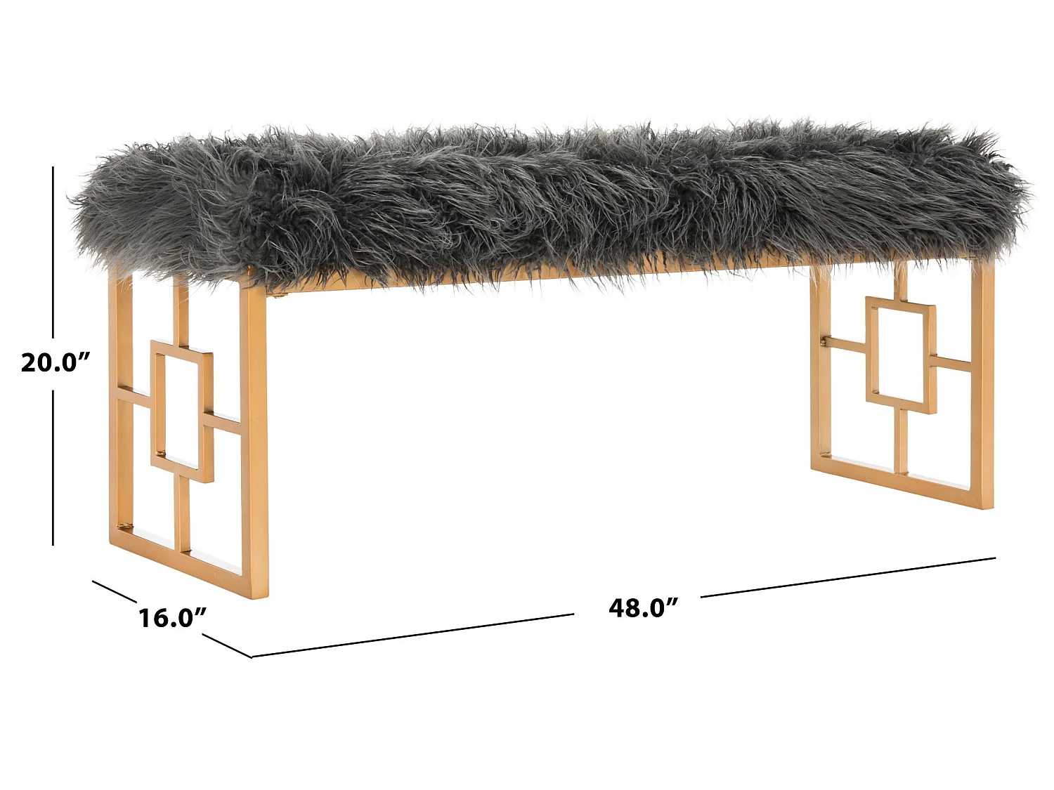 Banc & Ottomane Gris 41 X 122 X 50.8 cm - Arlene