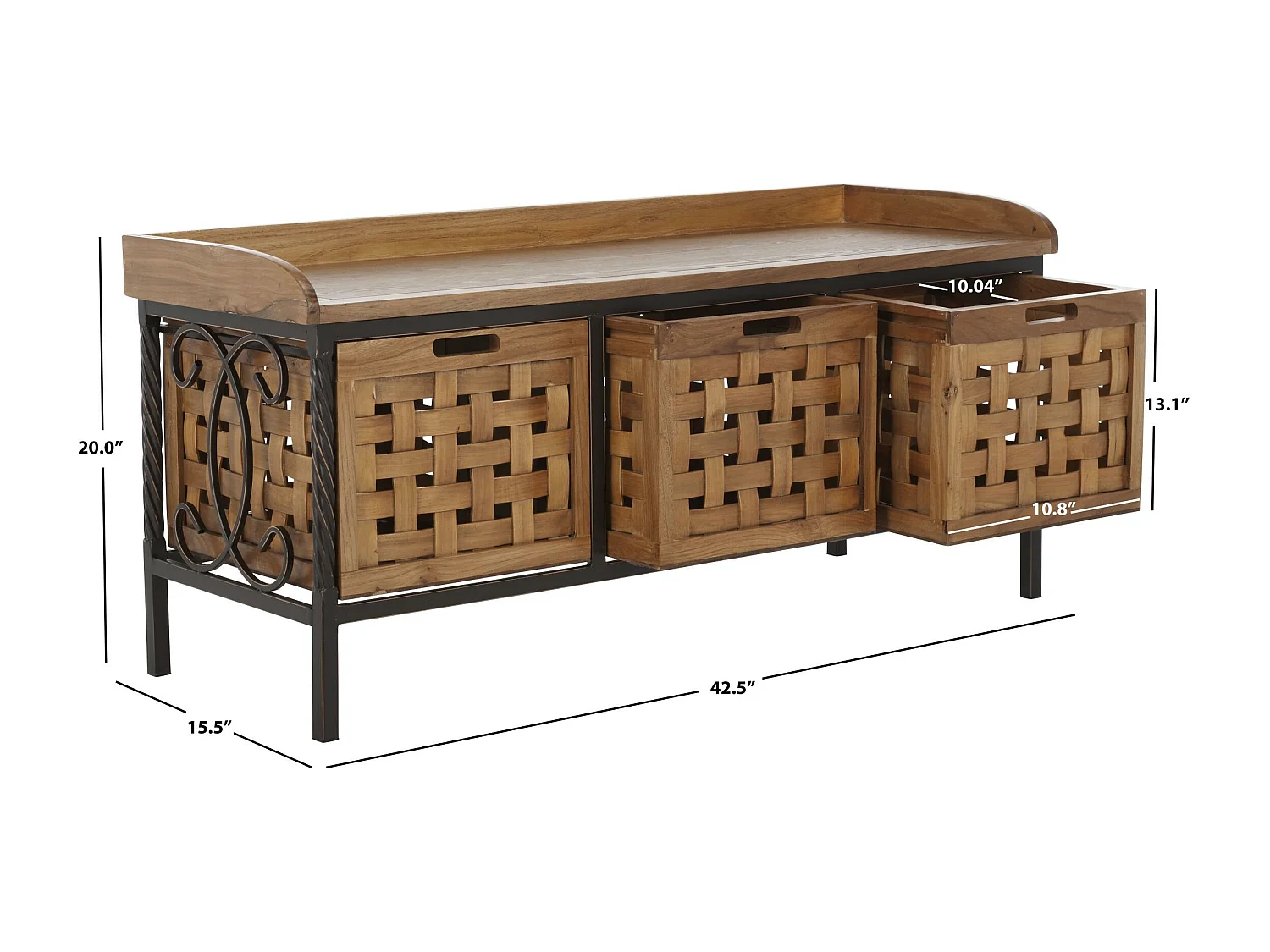 Banc & Ottomane Chêne 39 X 108 X 50.8 cm - Romaine