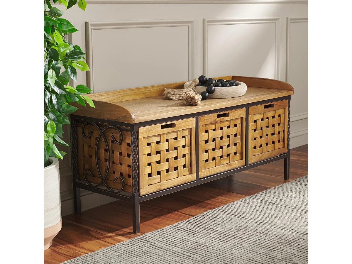 Banc & Ottomane Chêne 39 X 108 X 50.8 cm - Romaine