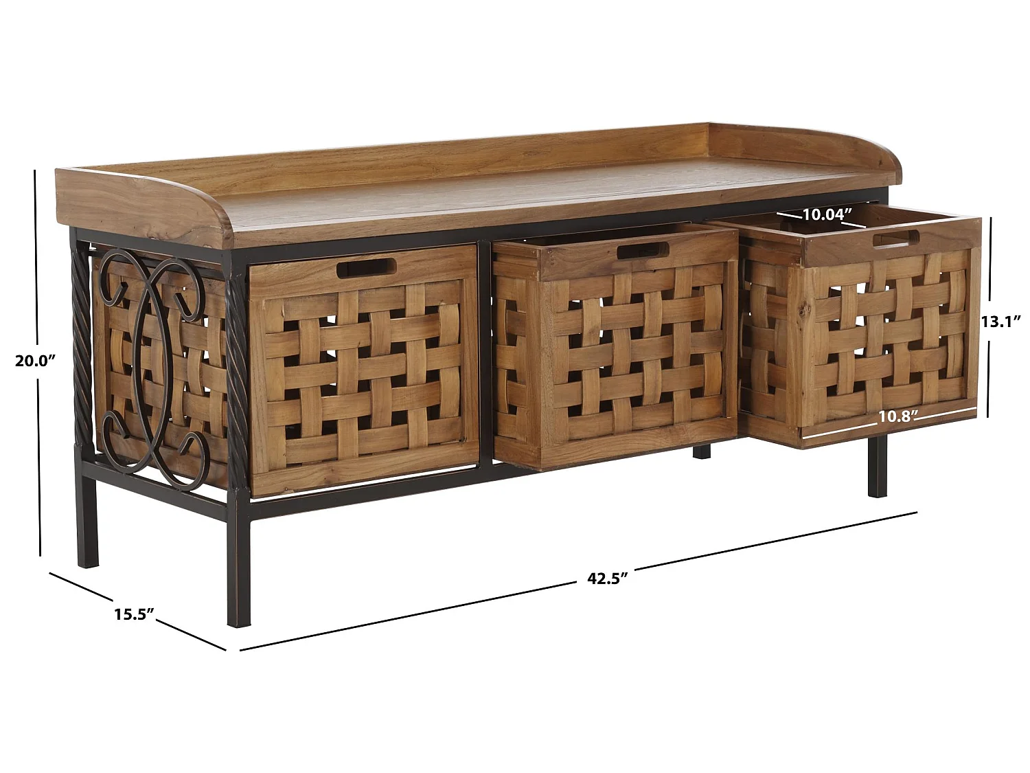 Banc & Ottomane Chêne 39 X 108 X 50.8 cm - Romaine