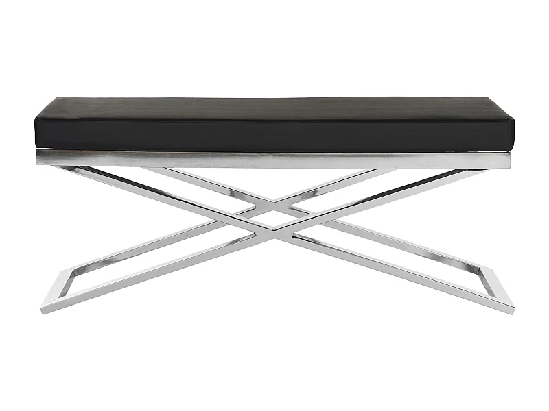 Banc & Ottomane Noir et chrome 46 X 110 X 45.72 cm - Almina