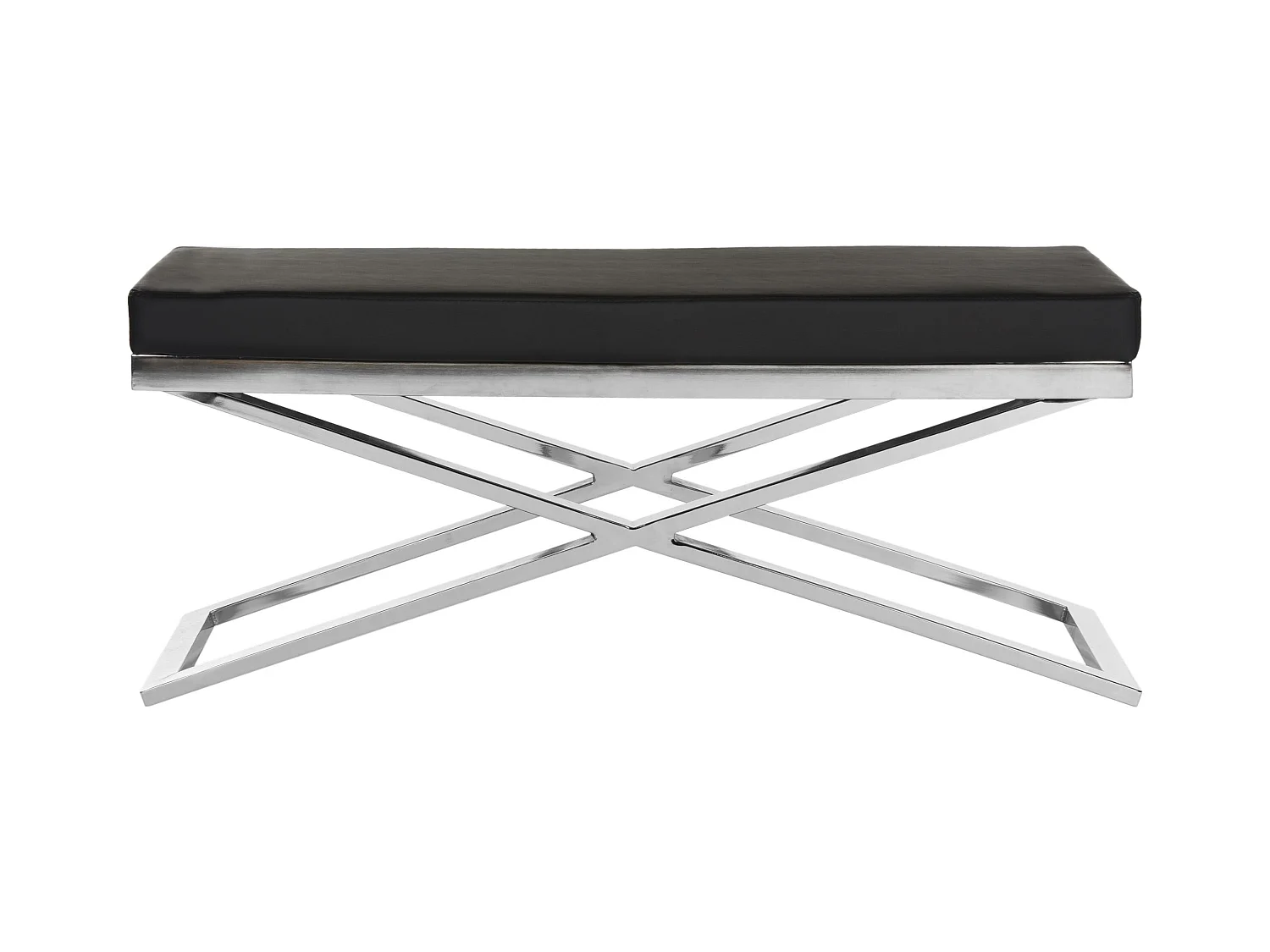 Banc & Ottomane Noir et chrome 46 X 110 X 45.72 cm - Almina