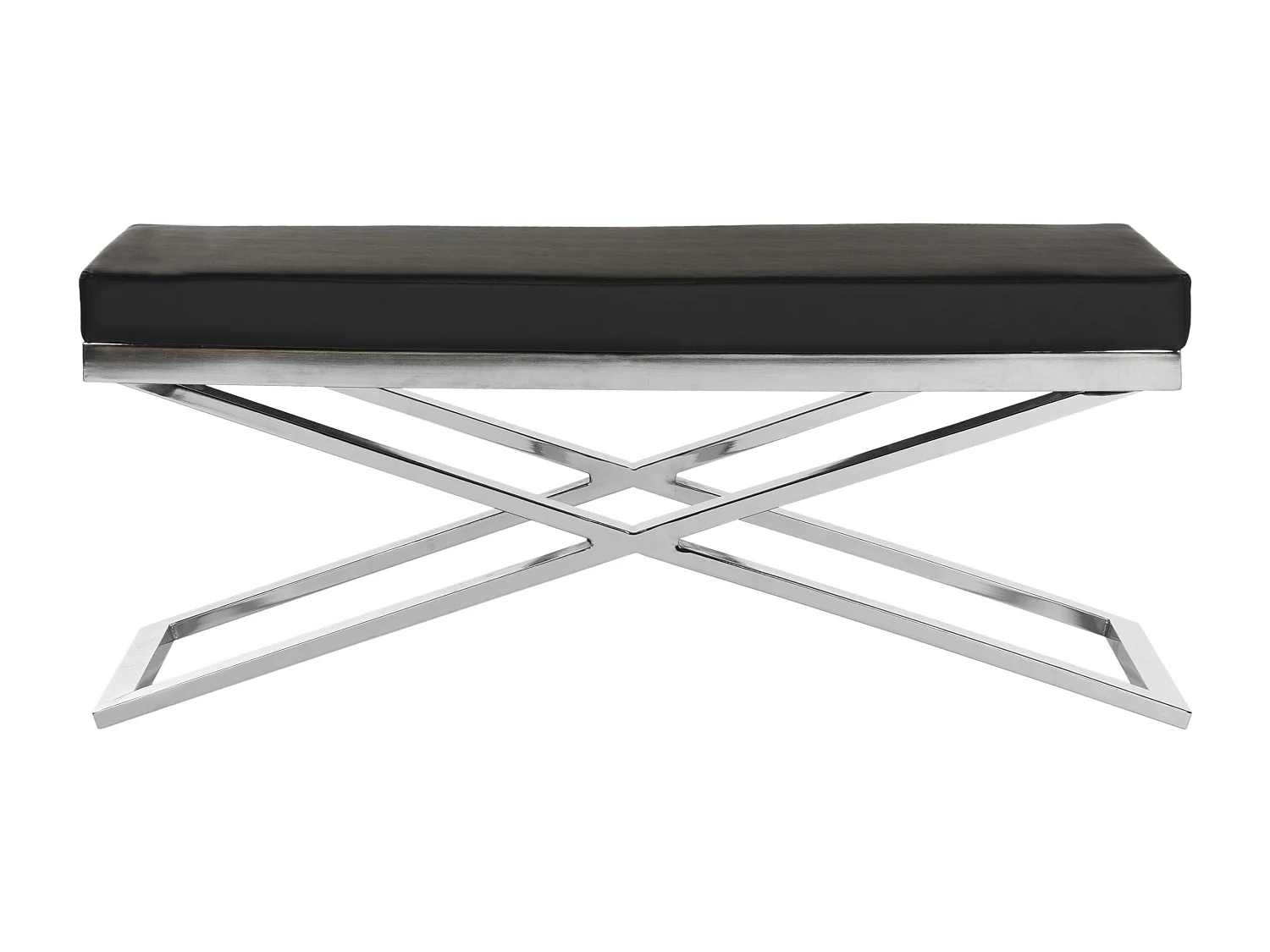 Banc & Ottomane Noir et chrome 46 X 110 X 45.72 cm - Almina