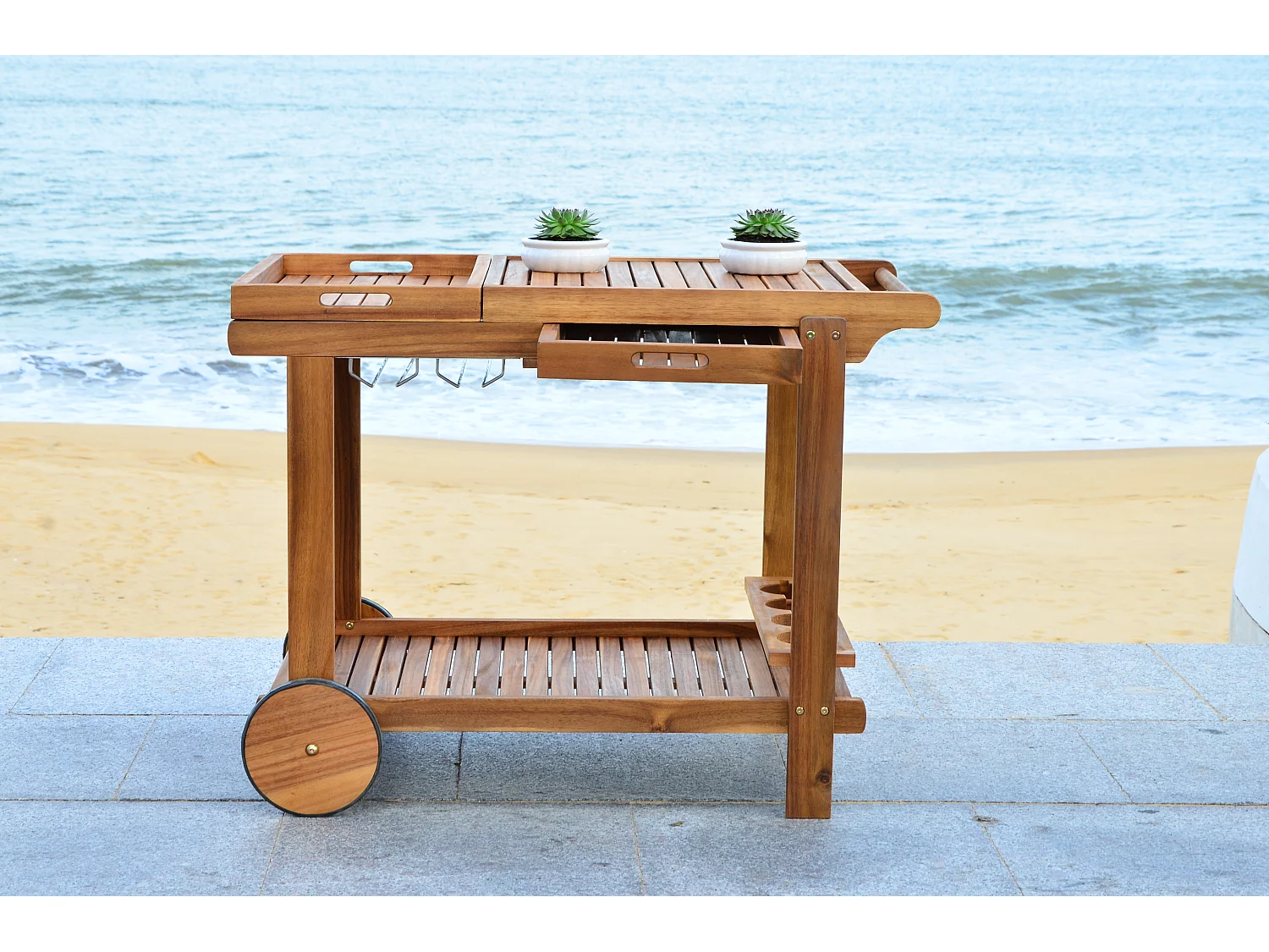 Chariot à thé pour l'extérieur Naturel 100 X 60 X 75.94 cm - Penny