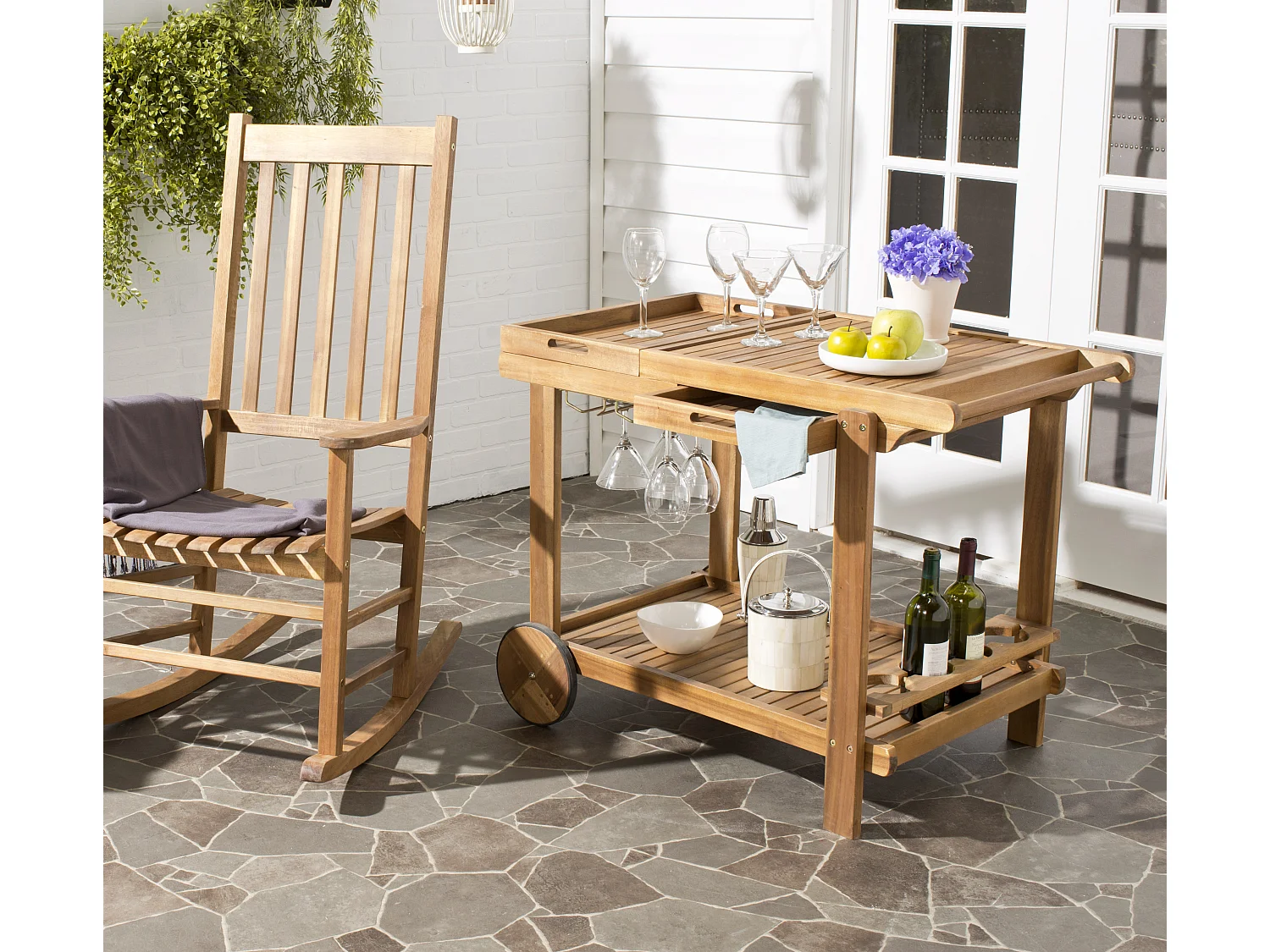 Chariot à thé pour l'extérieur Naturel 100 X 60 X 75.94 cm - Penny