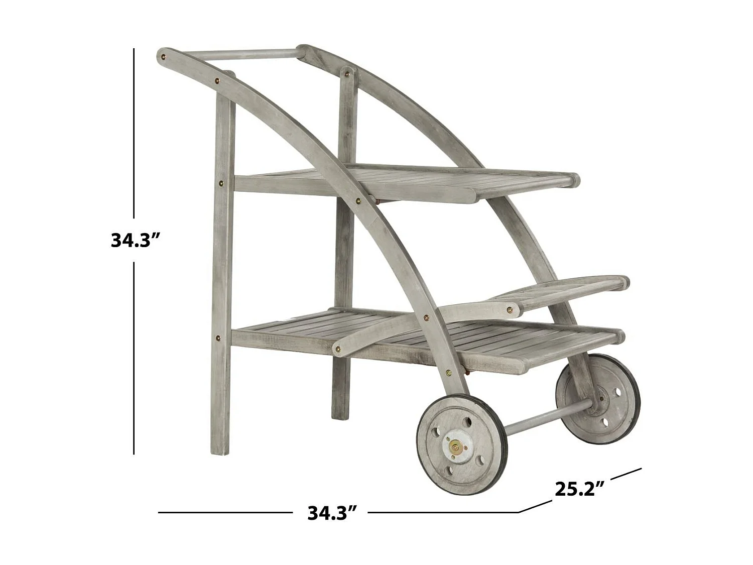 Chariot à thé pour l'extérieur Gris lavé et beige 87 X 64 X 87.12 cm - Bettyjane