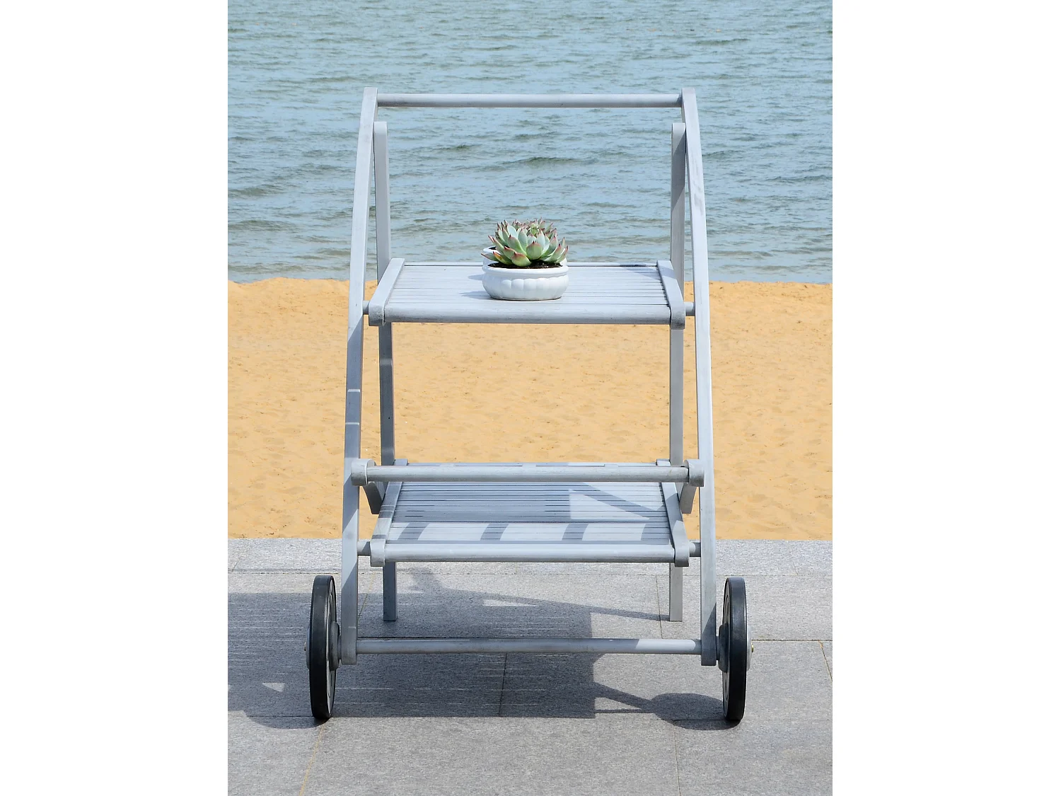 Chariot à thé pour l'extérieur Gris lavé et beige 87 X 64 X 87.12 cm - Bettyjane