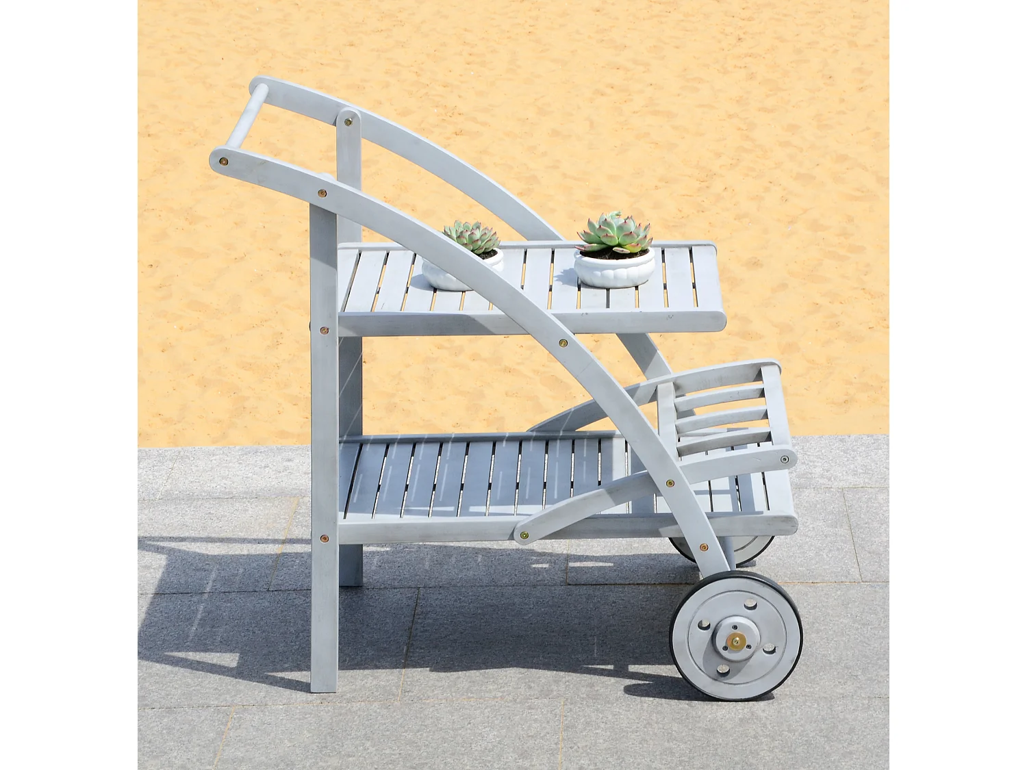 Chariot à thé pour l'extérieur Gris lavé et beige 87 X 64 X 87.12 cm - Bettyjane