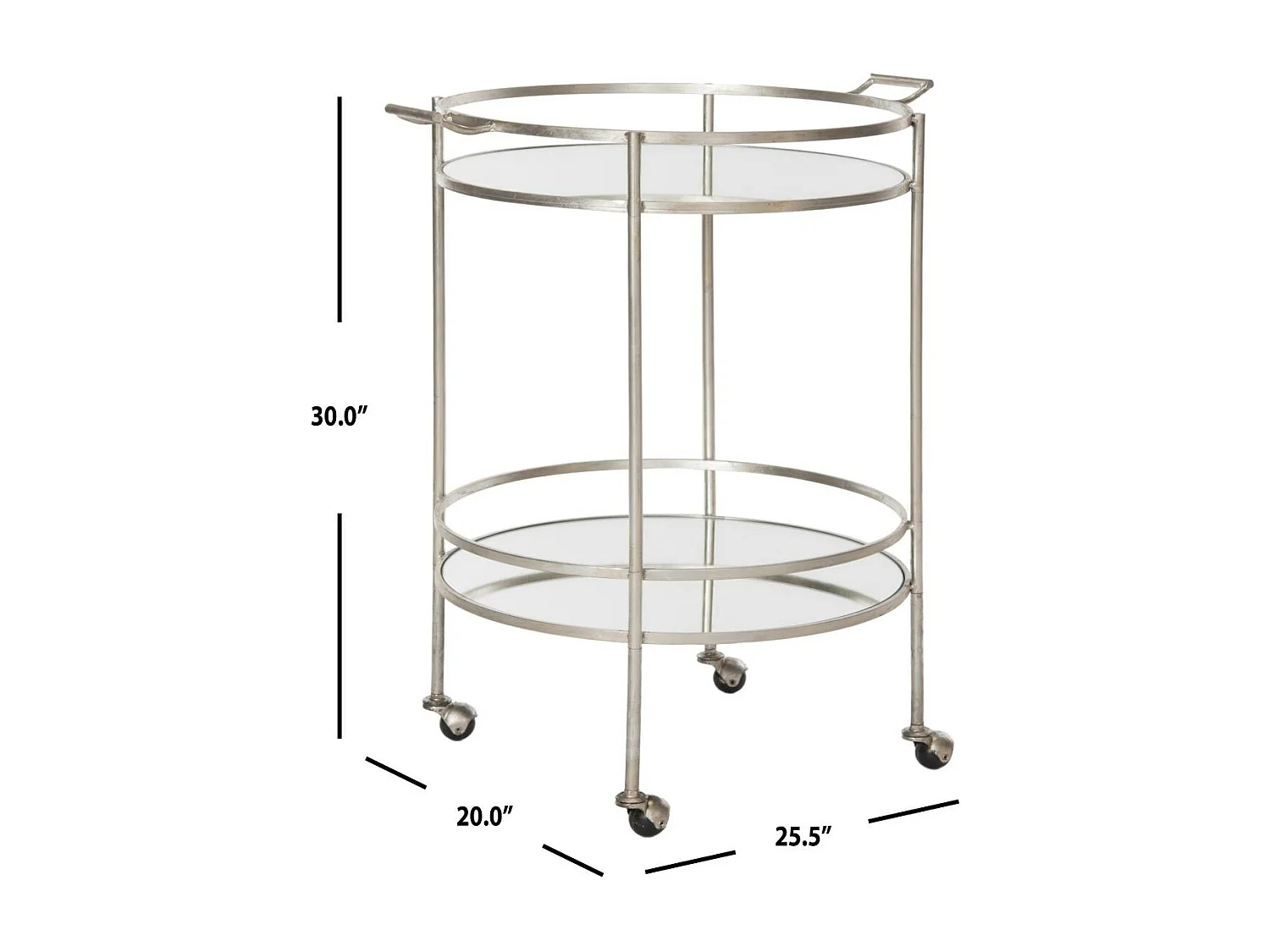 Chariot de bar Argent et miroir 51 X 65 X 76.2 cm - Valerie