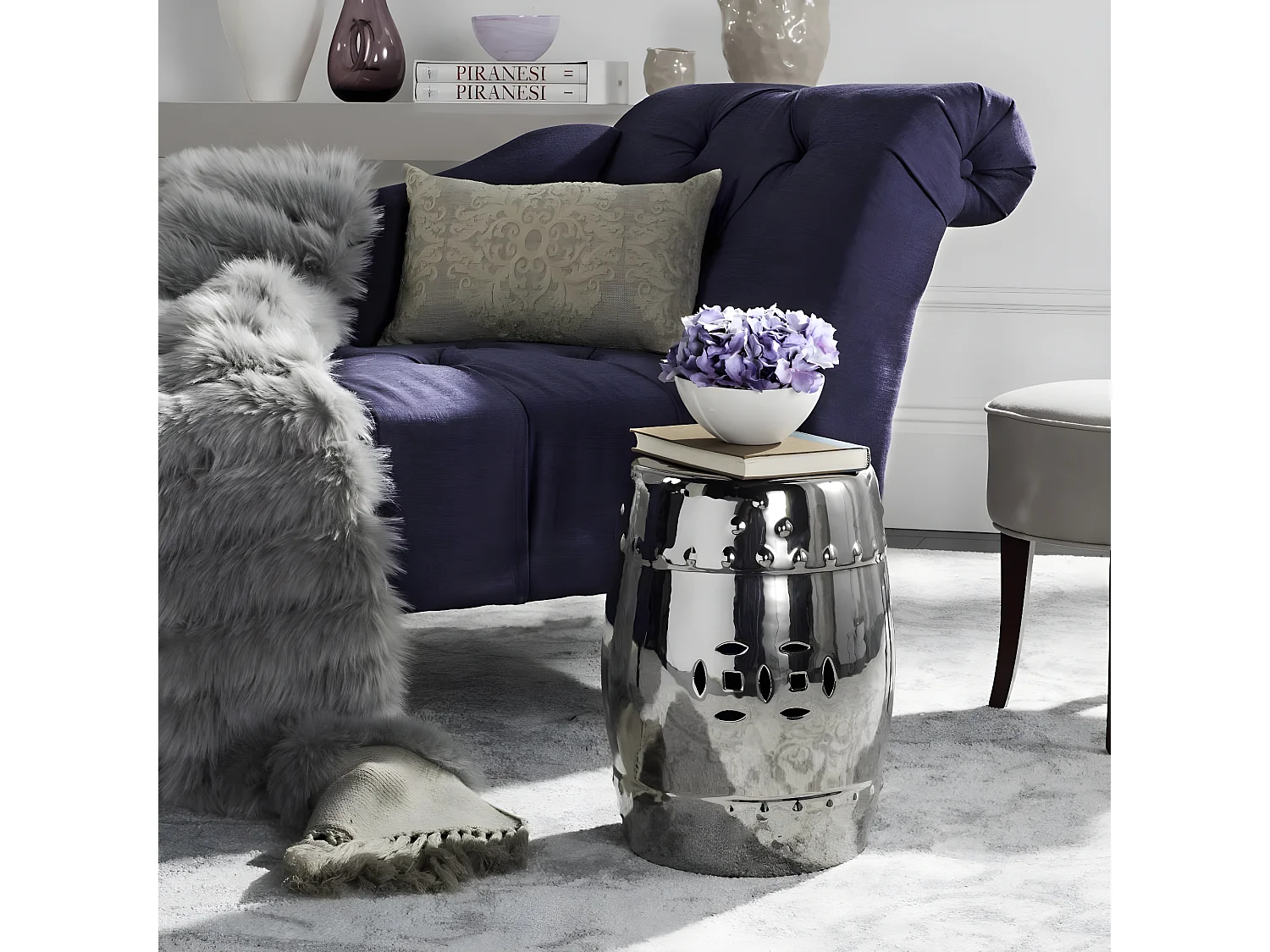 Tabouret de jardin Argent 33 X 33 X 45.72 cm - Denise