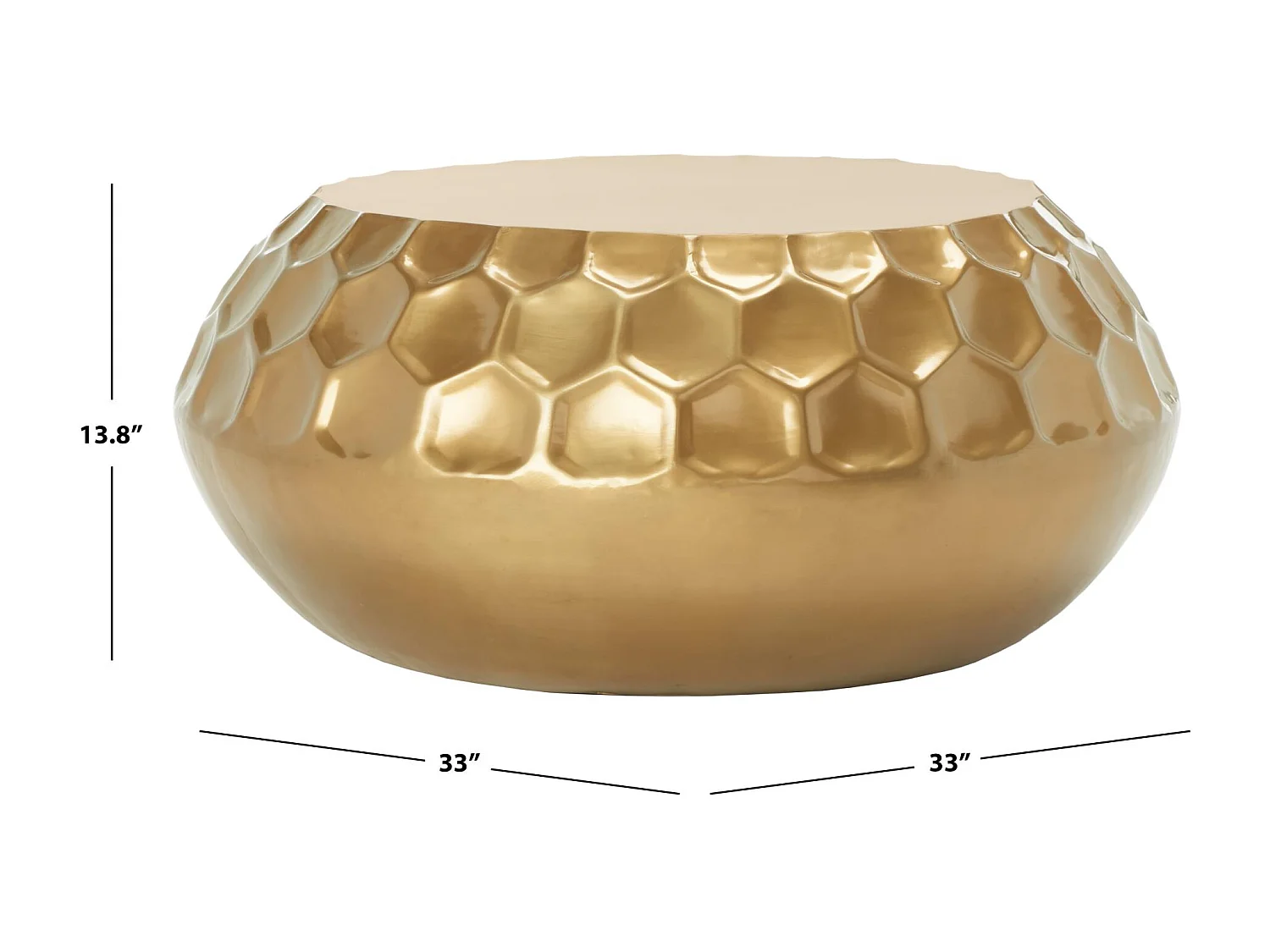 Table d'appoint Laiton antique 84 X 84 X 34.92 cm - Hildur