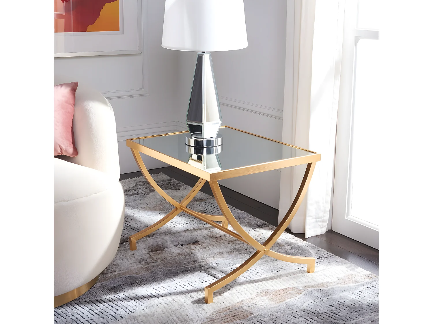 Table d'appoint Or et miroir 46 X 56 X 44.45 cm - Mattye