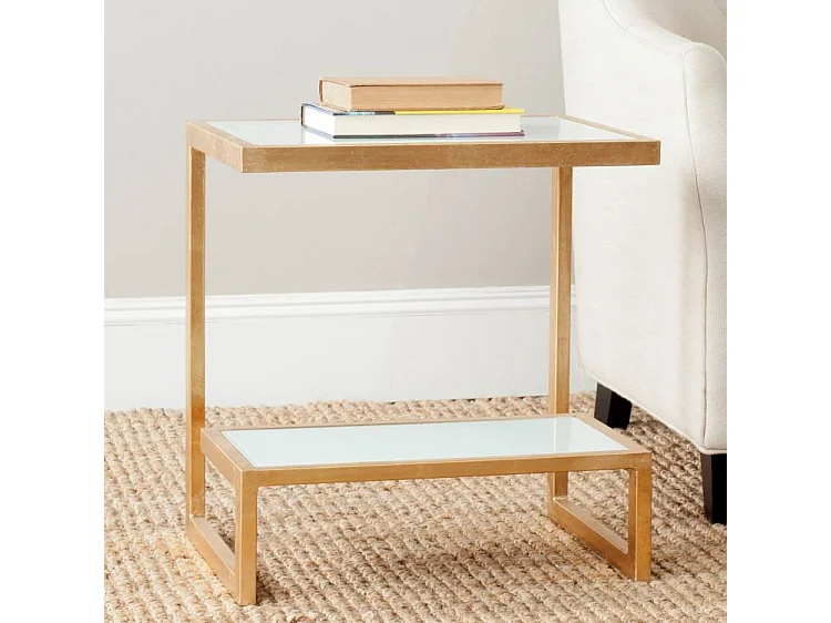 Table d'appoint Or et blanc 35 X 50 X 54.61 cm - Cloe