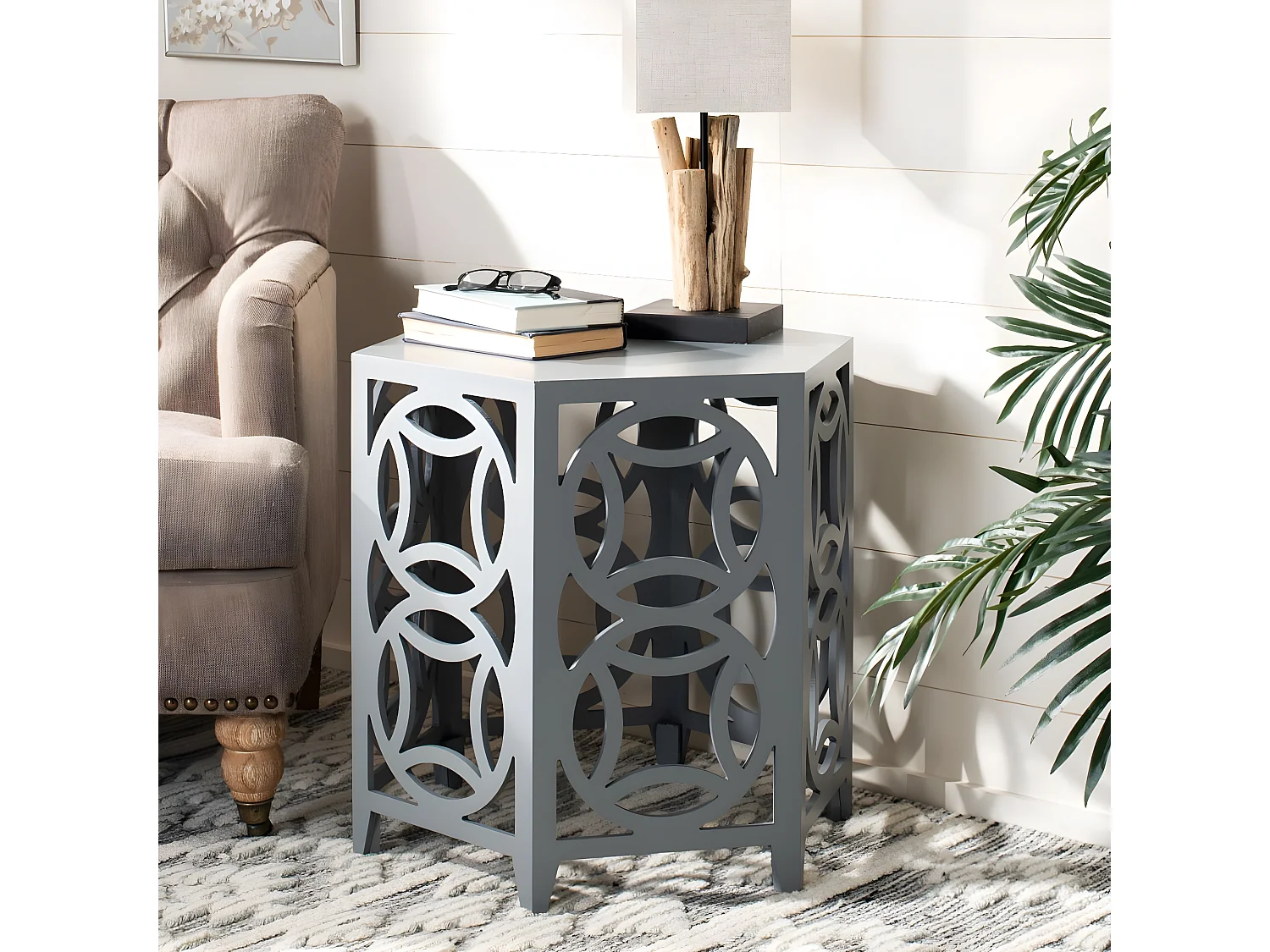 Table d'appoint Gris bleu perle 58 X 58 X 56.38 cm - Delores