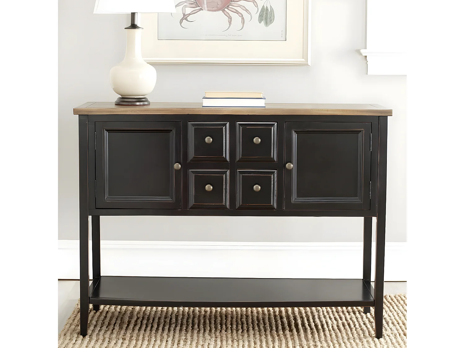 Meubles de rangement Noir et chêne 38 X 116 X 86.36 cm - Loyce