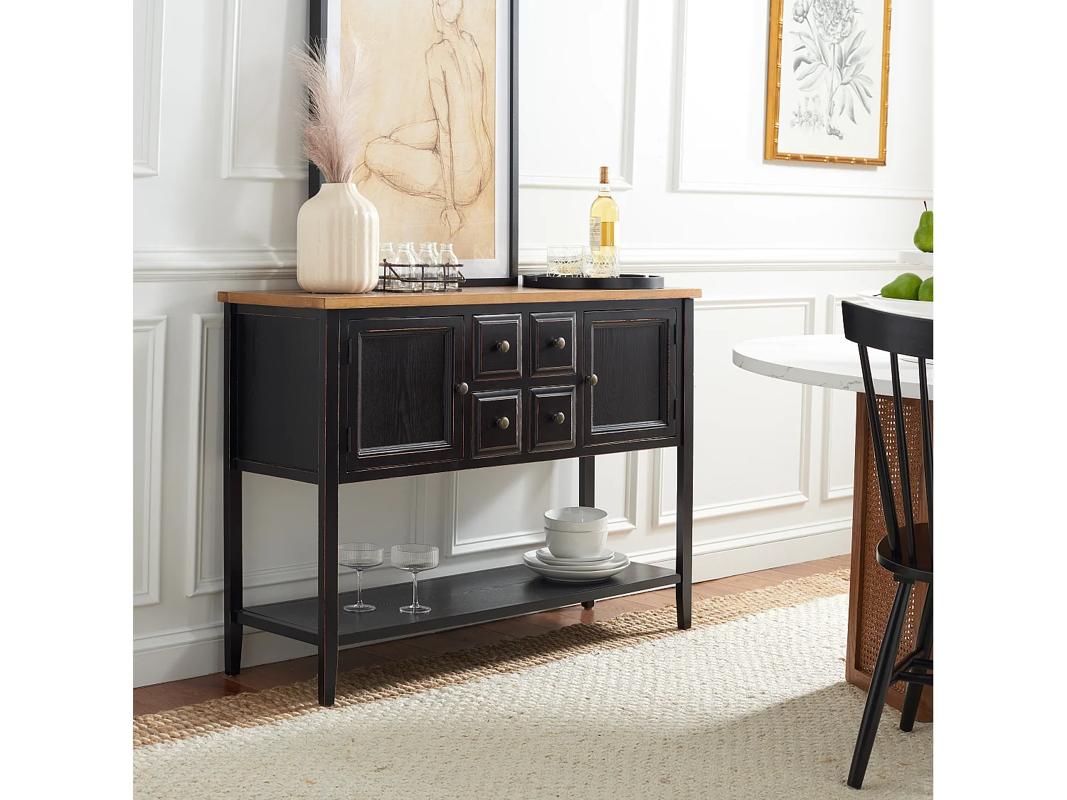 Meubles de rangement Noir et chêne 38 X 116 X 86.36 cm - Loyce