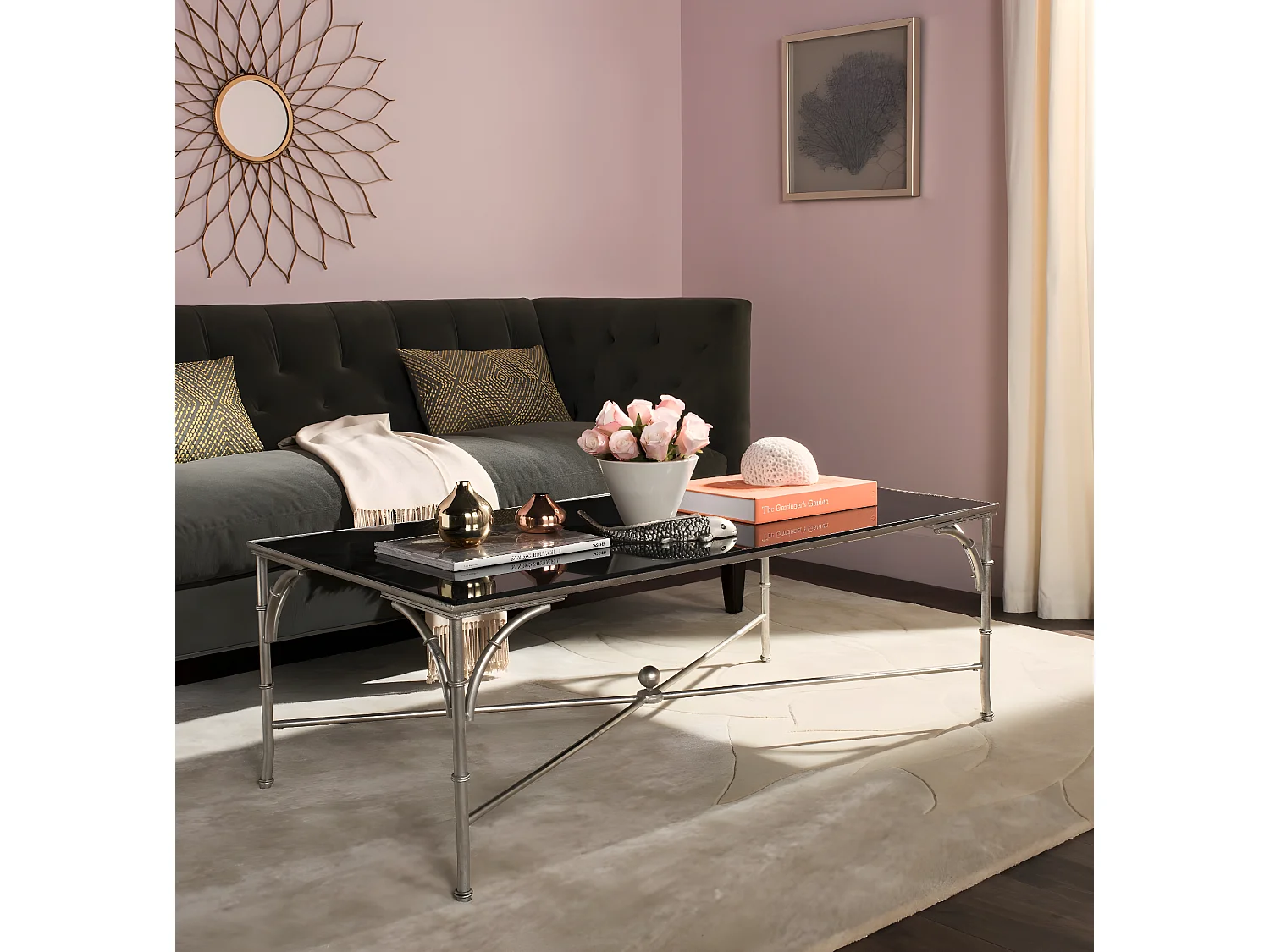 Table d'appoint Argent et noir 127 X 66 X 45.72 cm - Zettie