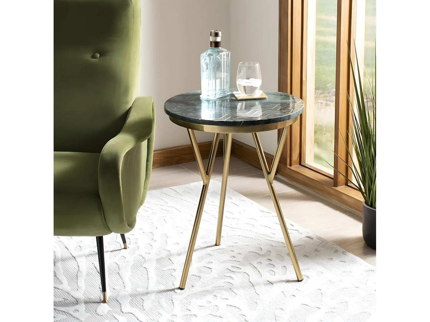 Table d'appoint Vert et or 46 X 46 X 58.42 cm - Concetta