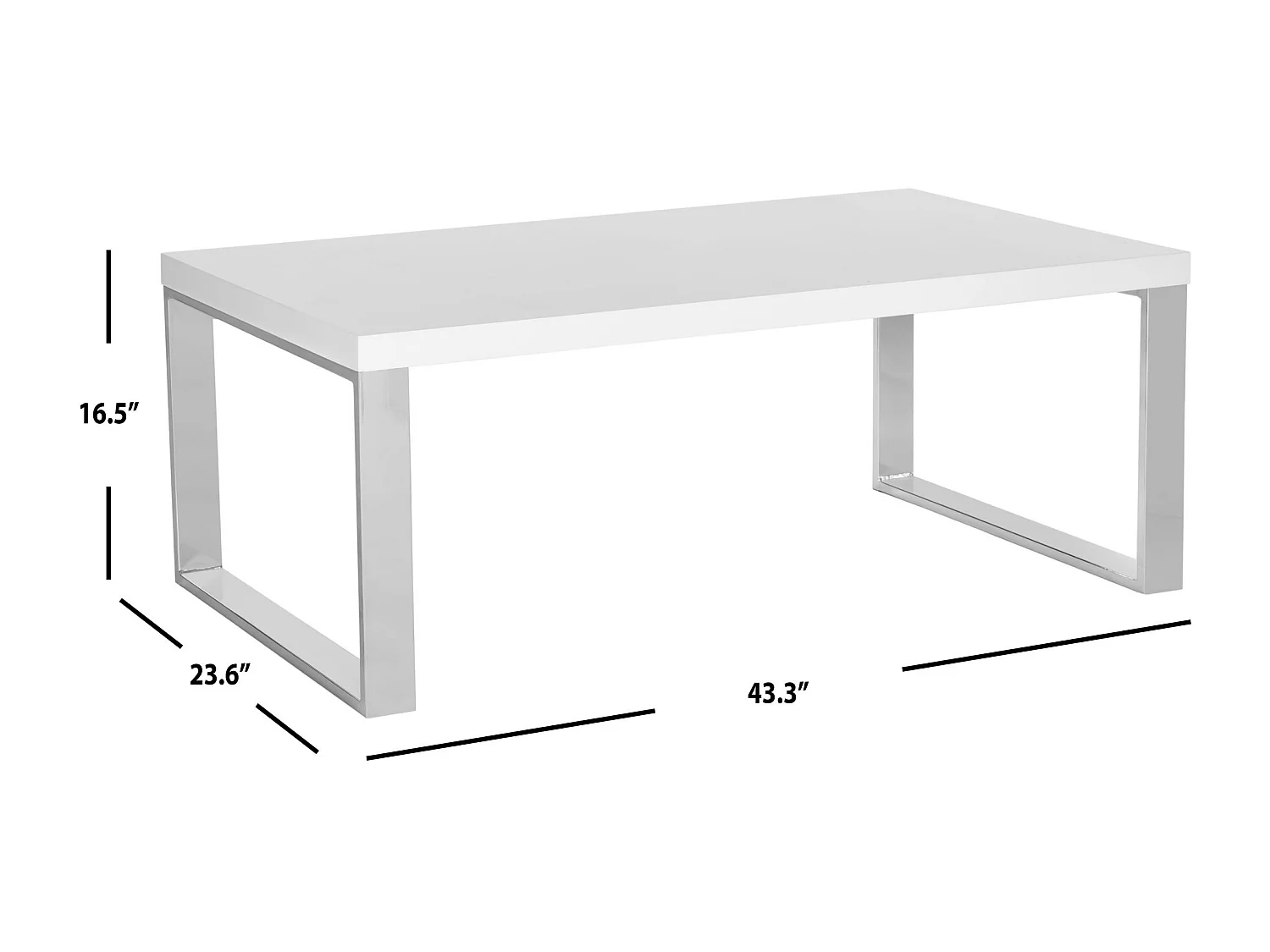 Table d'appoint Blanc & Chrome 60 X 110 X 41.91 cm - Pearla