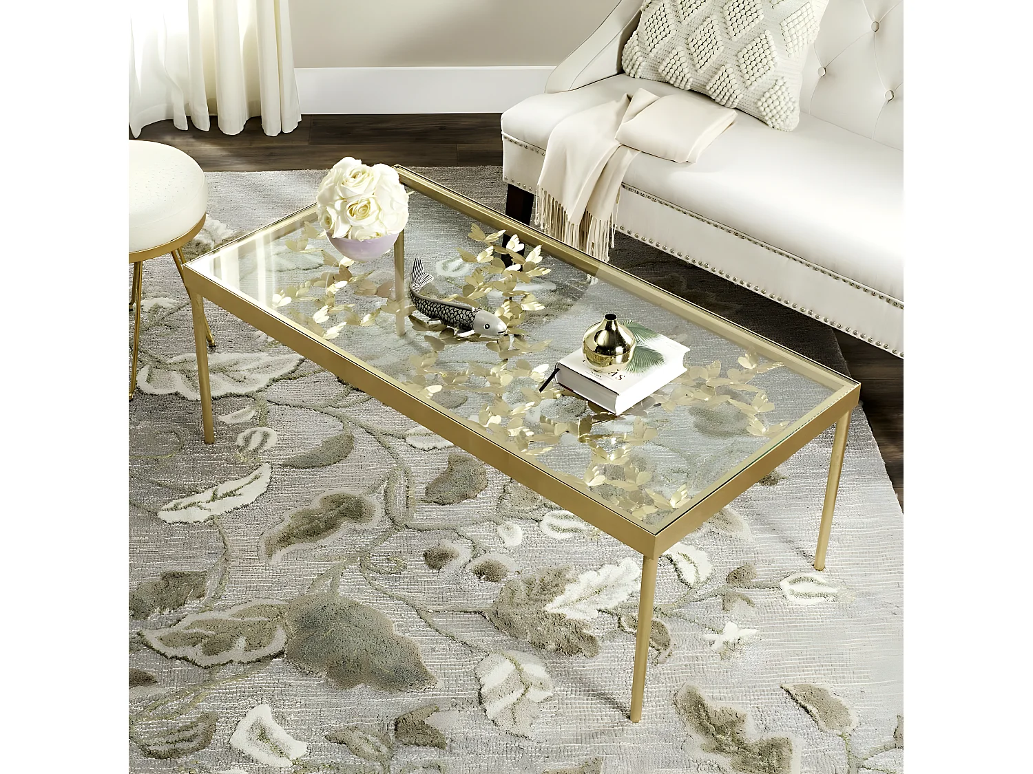 Table d'appoint Or et transparent 61 X 122 X 45.21 cm - Rutha