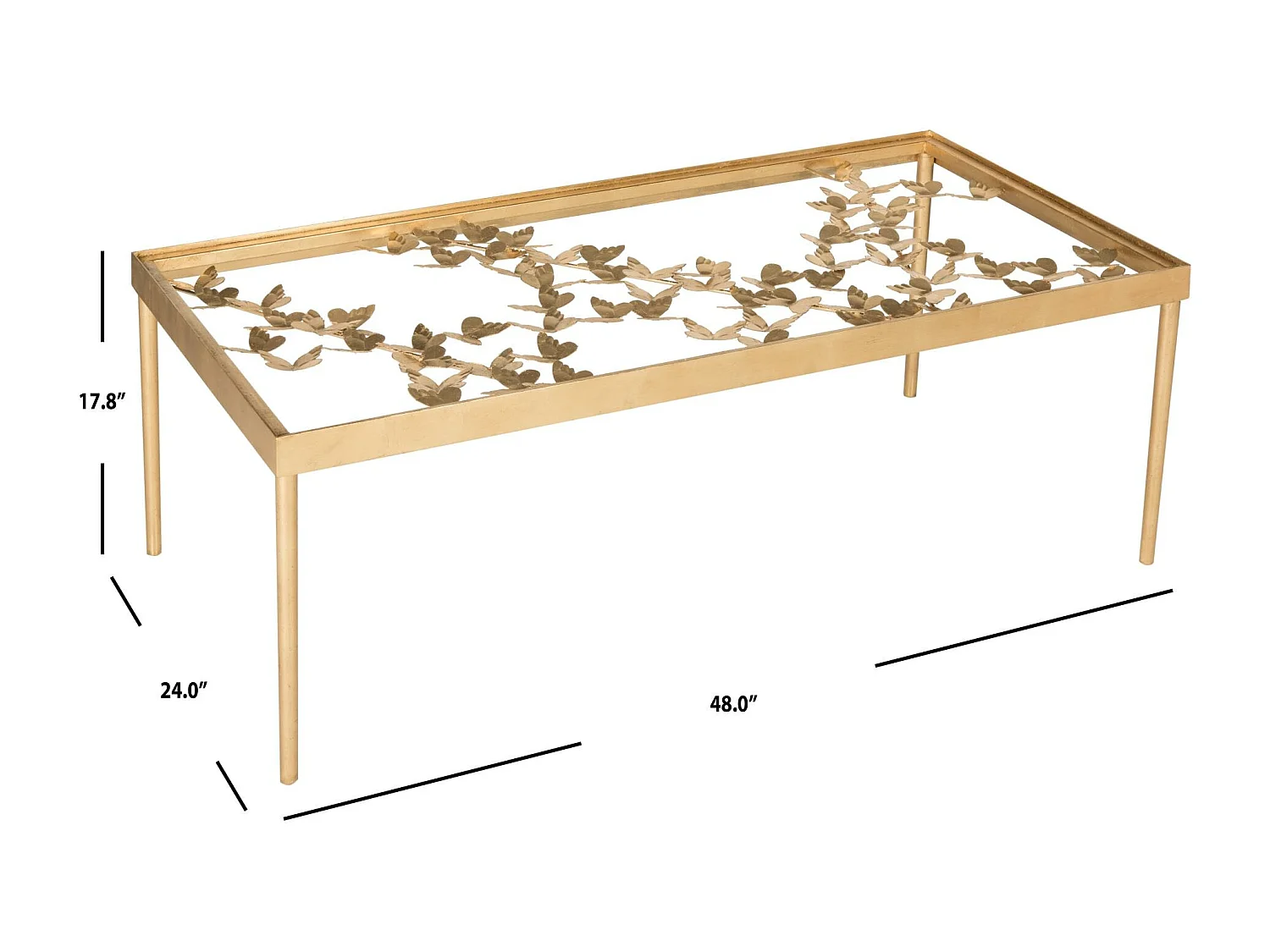 Table d'appoint Or et transparent 61 X 122 X 45.21 cm - Rutha