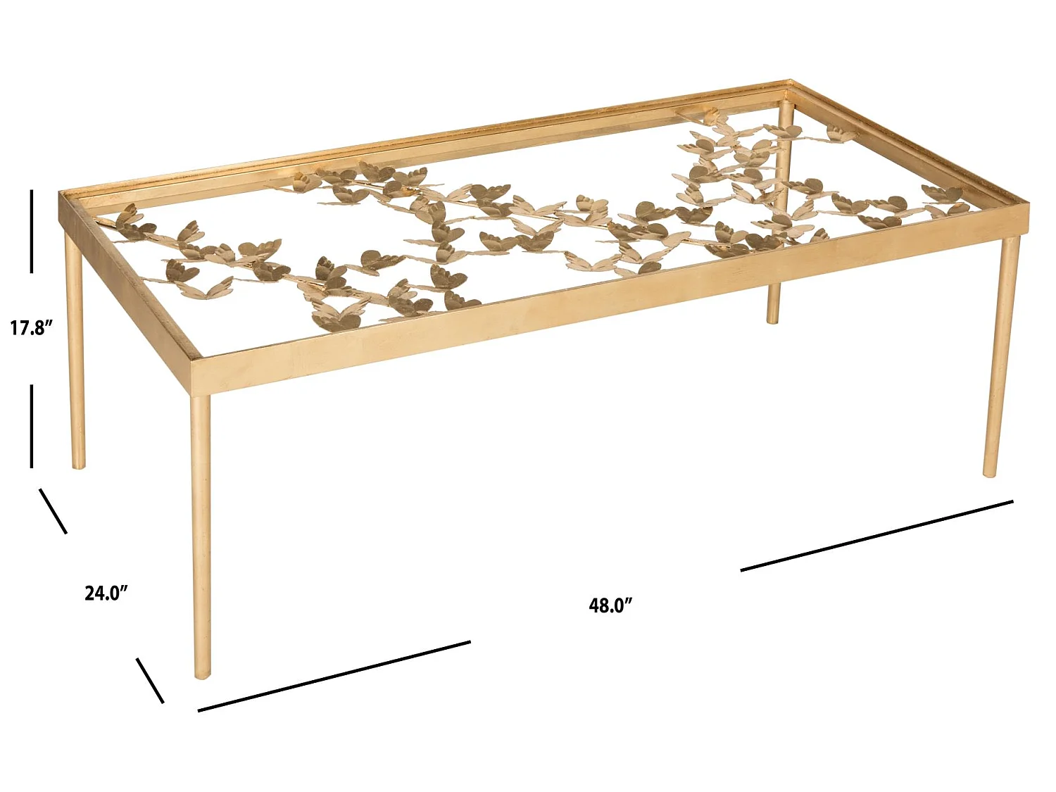 Table d'appoint Or et transparent 61 X 122 X 45.21 cm - Rutha