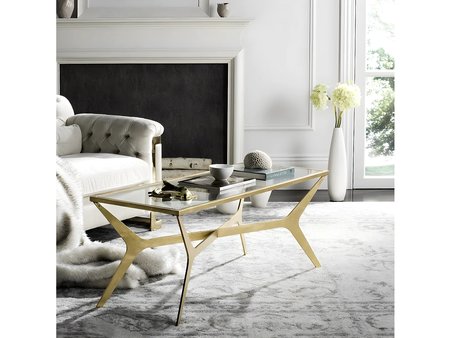 Table d'appoint Or et transparent 50 X 130 X 50.29 cm - Lady