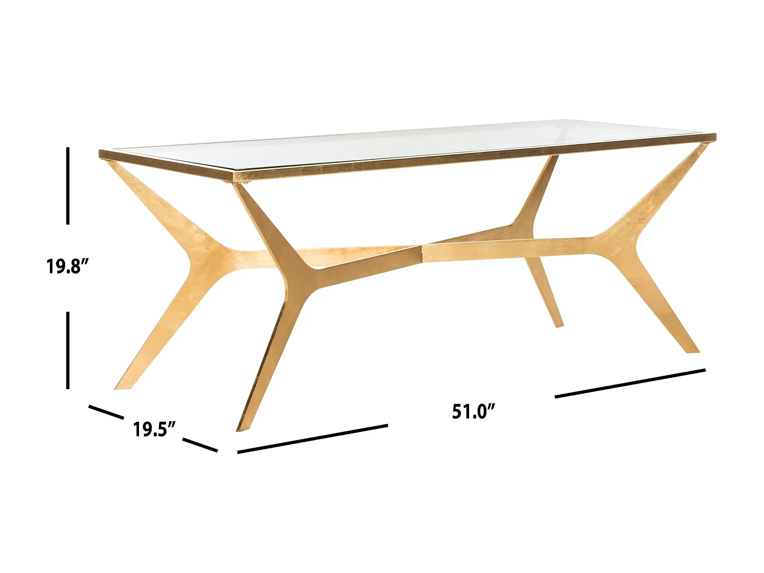 Table d'appoint Or et transparent 50 X 130 X 50.29 cm - Lady