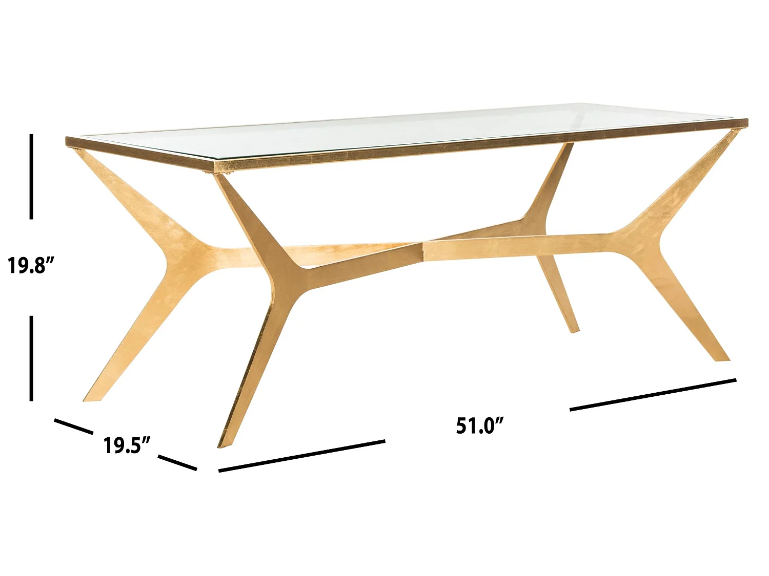 Table d'appoint Or et transparent 50 X 130 X 50.29 cm - Lady