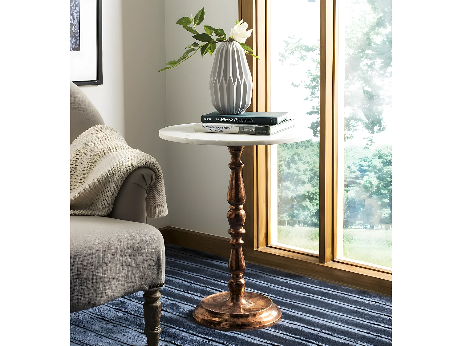 Table d'appoint Cuivre antique et blanc 50 X 50 X 60.96 cm - Isla