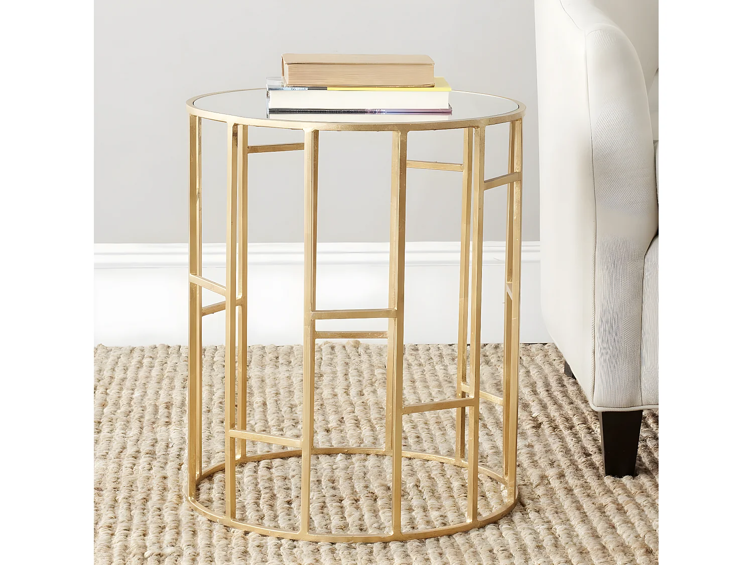 Table d'appoint Or et miroir 44 X 44 X 53.34 cm - Lockie