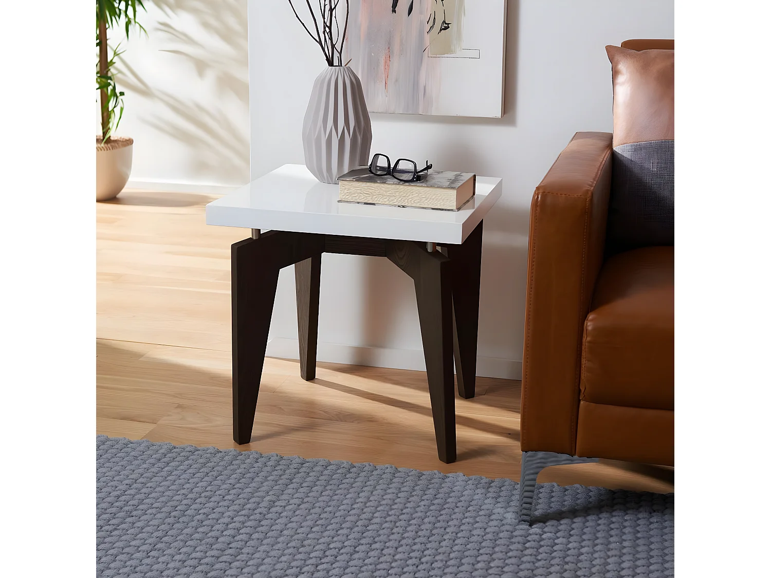 Table d'appoint Blanc & brun foncé 50 X 50 X 49.78 cm - Mossie