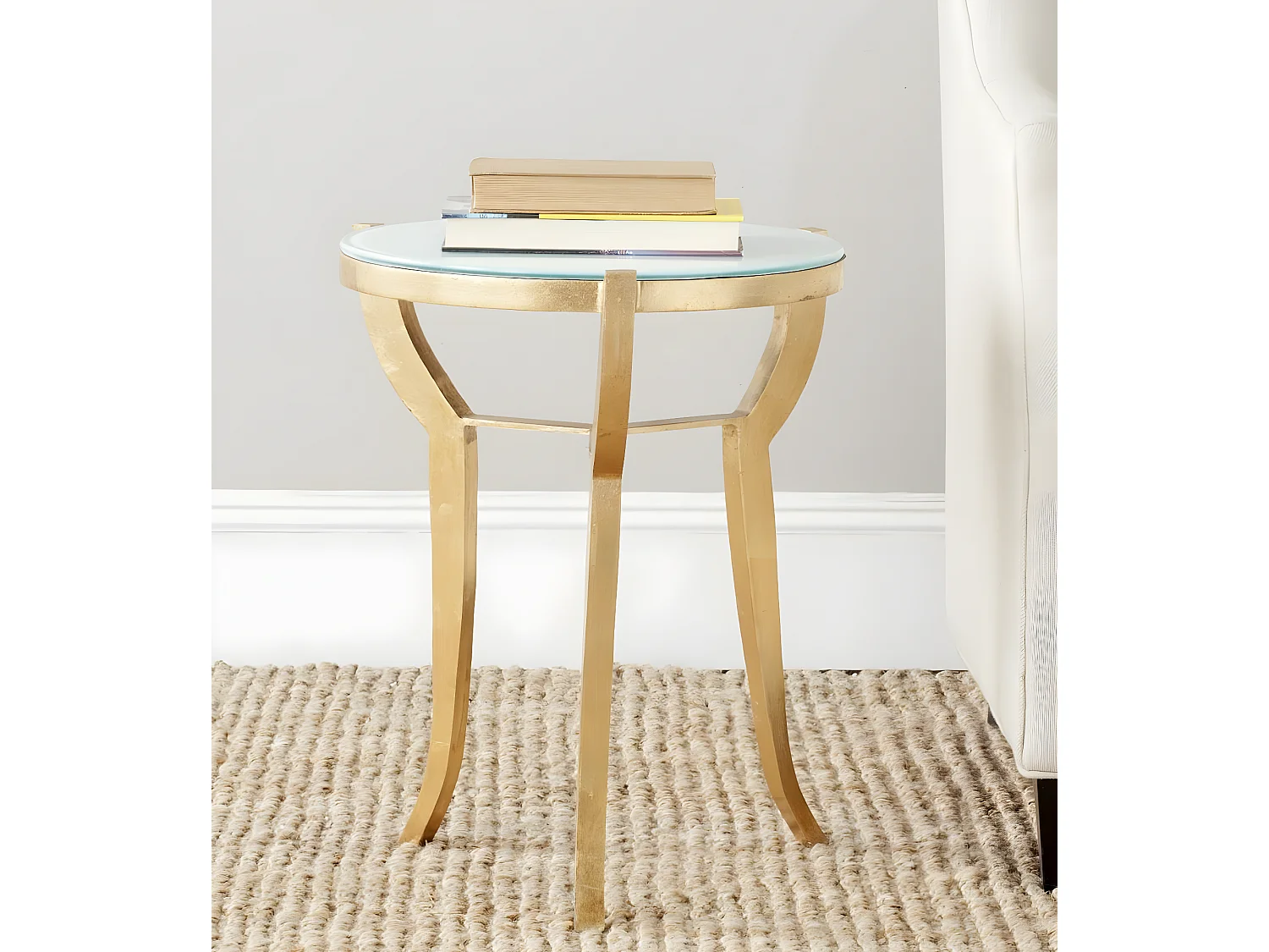 Table d'appoint Or et blanc 42 X 42 X 52.07 cm - Junia