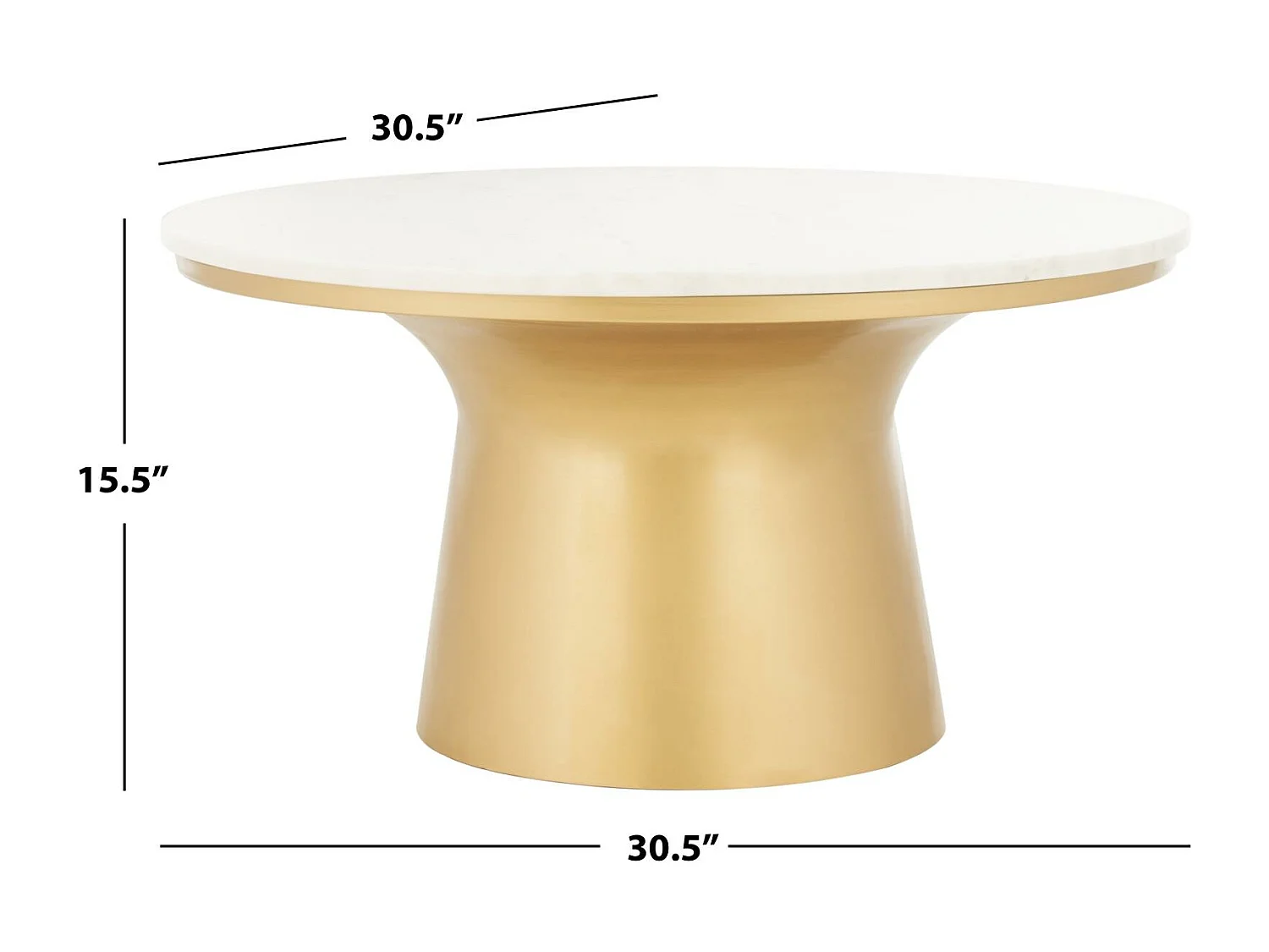 Table d'appoint Blanc & laiton 77 X 77 X 36.83 cm - Dortha