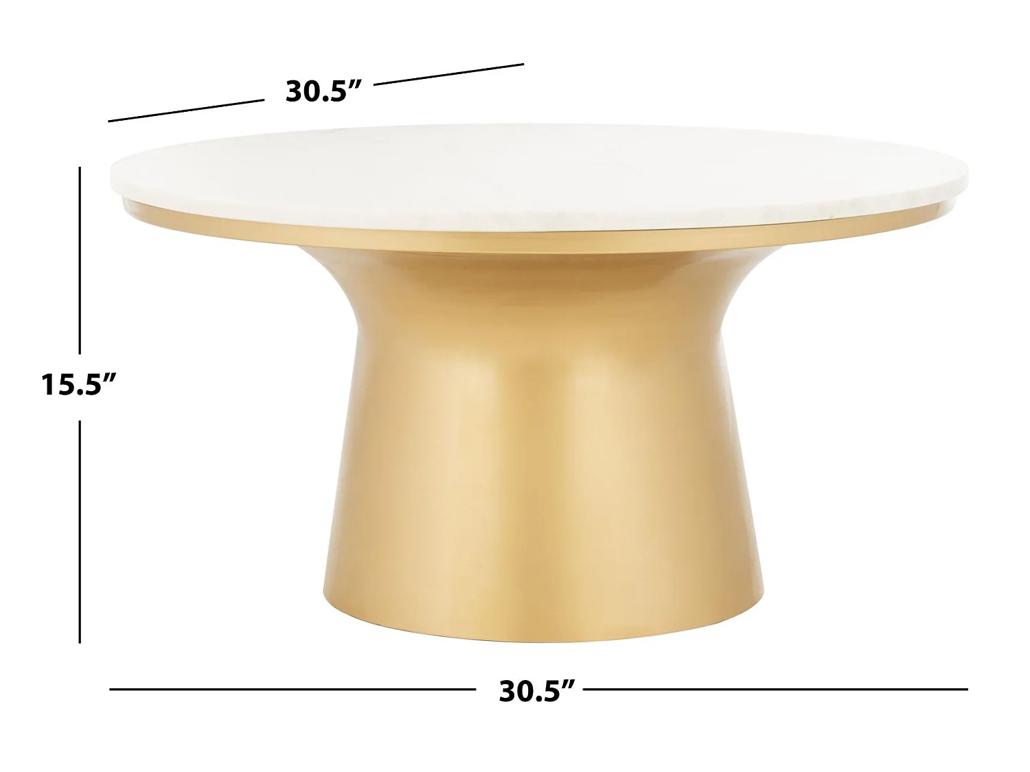 Table d'appoint Blanc & laiton 77 X 77 X 36.83 cm - Dortha