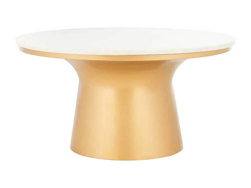 Table d'appoint Blanc & laiton 77 X 77 X 36.83 cm - Dortha