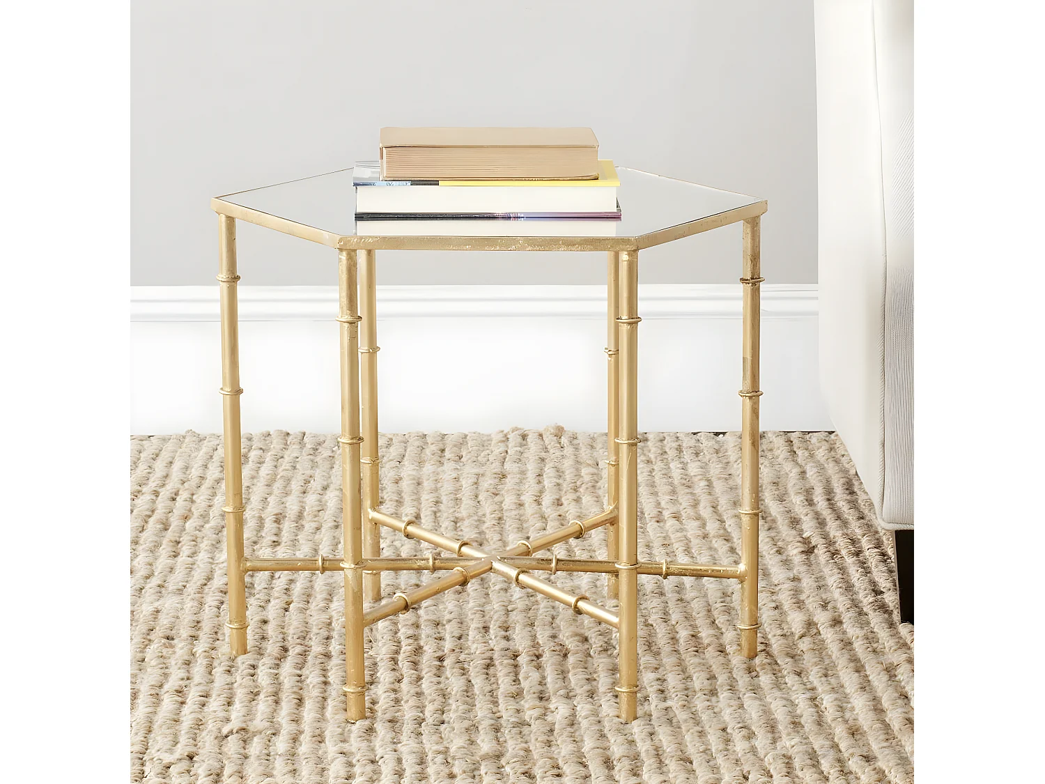 Table d'appoint Or et miroir 44 X 51 X 43.18 cm - Bea